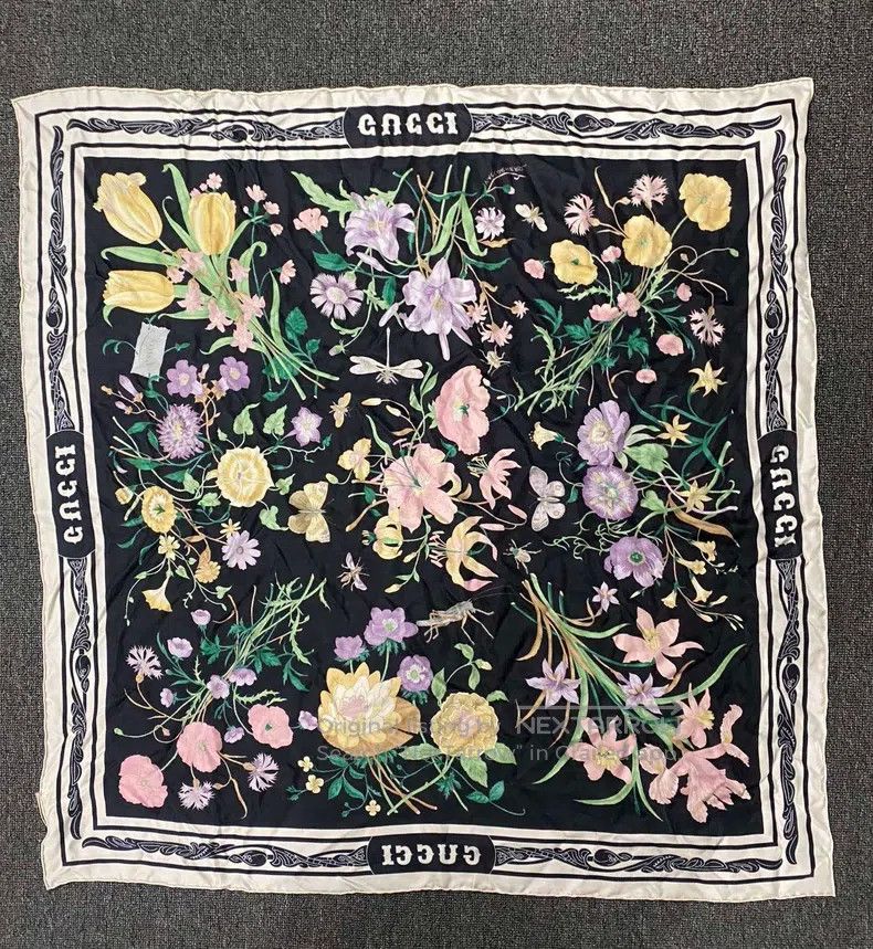 Gucci Gucci Floral logo silk scarf Size ONE SIZE - 1 Thumbnail