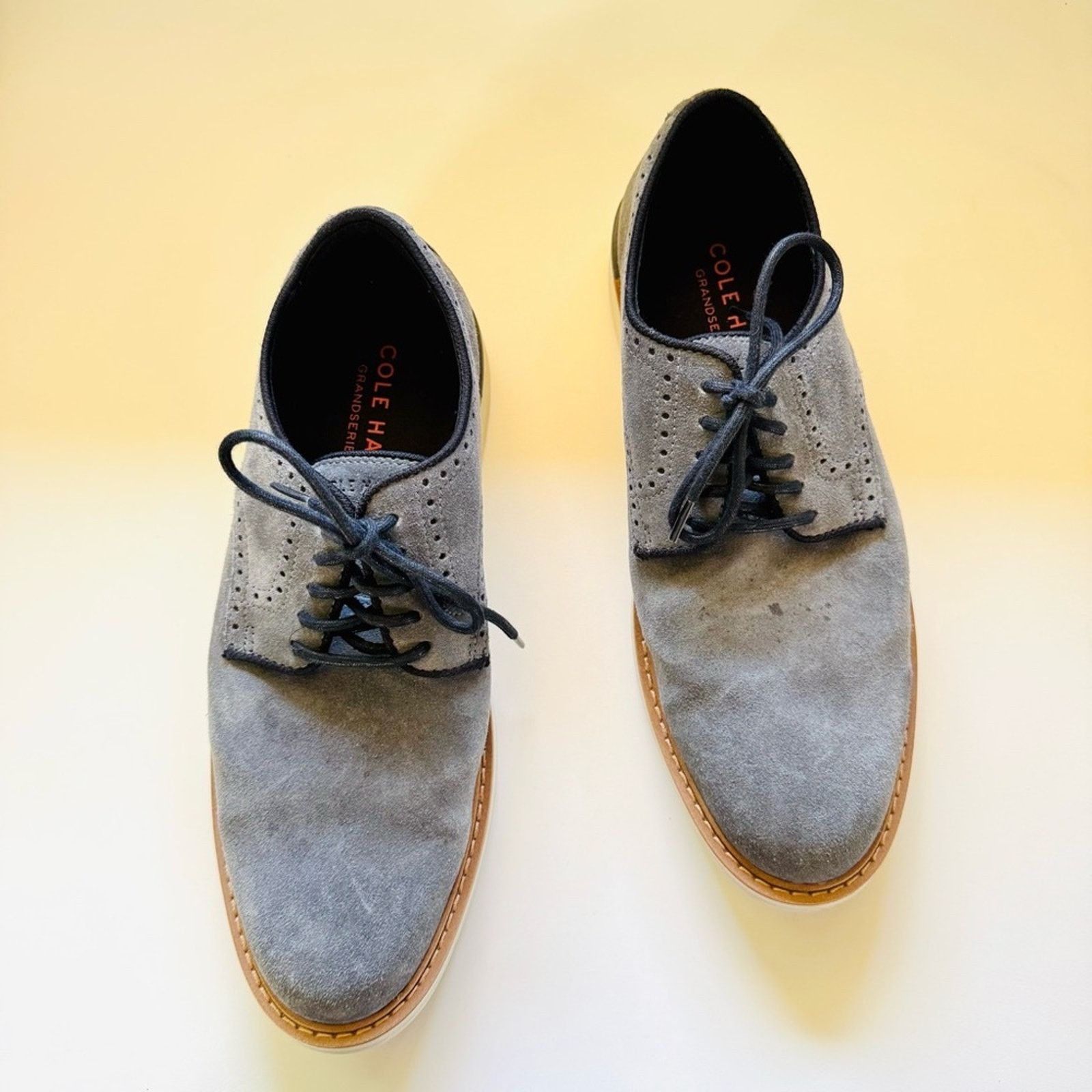 Cole Haan COLE HAAN Soft Blue Suede Leather White Black Derby Oxford Size US 8.5 / EU 41-42 - 10 Thumbnail