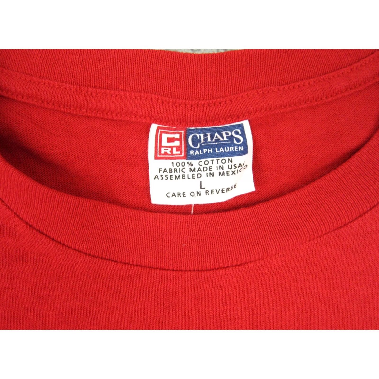 Ralph Lauren Vintage Ralph Lauren Shirt Mens Large Red Chaps T 90s Big Logo Flag Casual Size US L / EU 52-54 / 3 - 4 Thumbnail