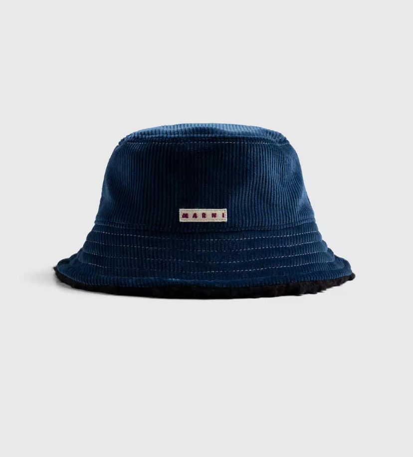image of Marni Corduroy Bucket Hat in Blue, Men's