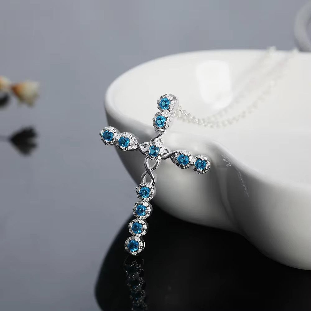 Jewelry Zircon Cross Pendant Necklace Size ONE SIZE - 1 Thumbnail