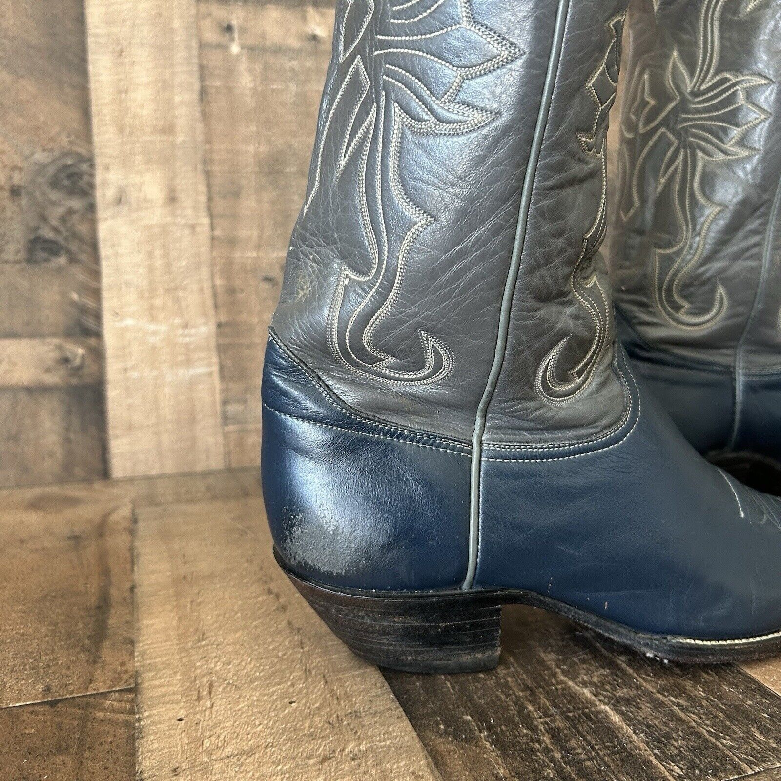 Vintage Hondo Vintage Blue Western Cowboy Boots Mens 9.5 EEE Size US 9.5 / EU 42-43 - 11 Thumbnail