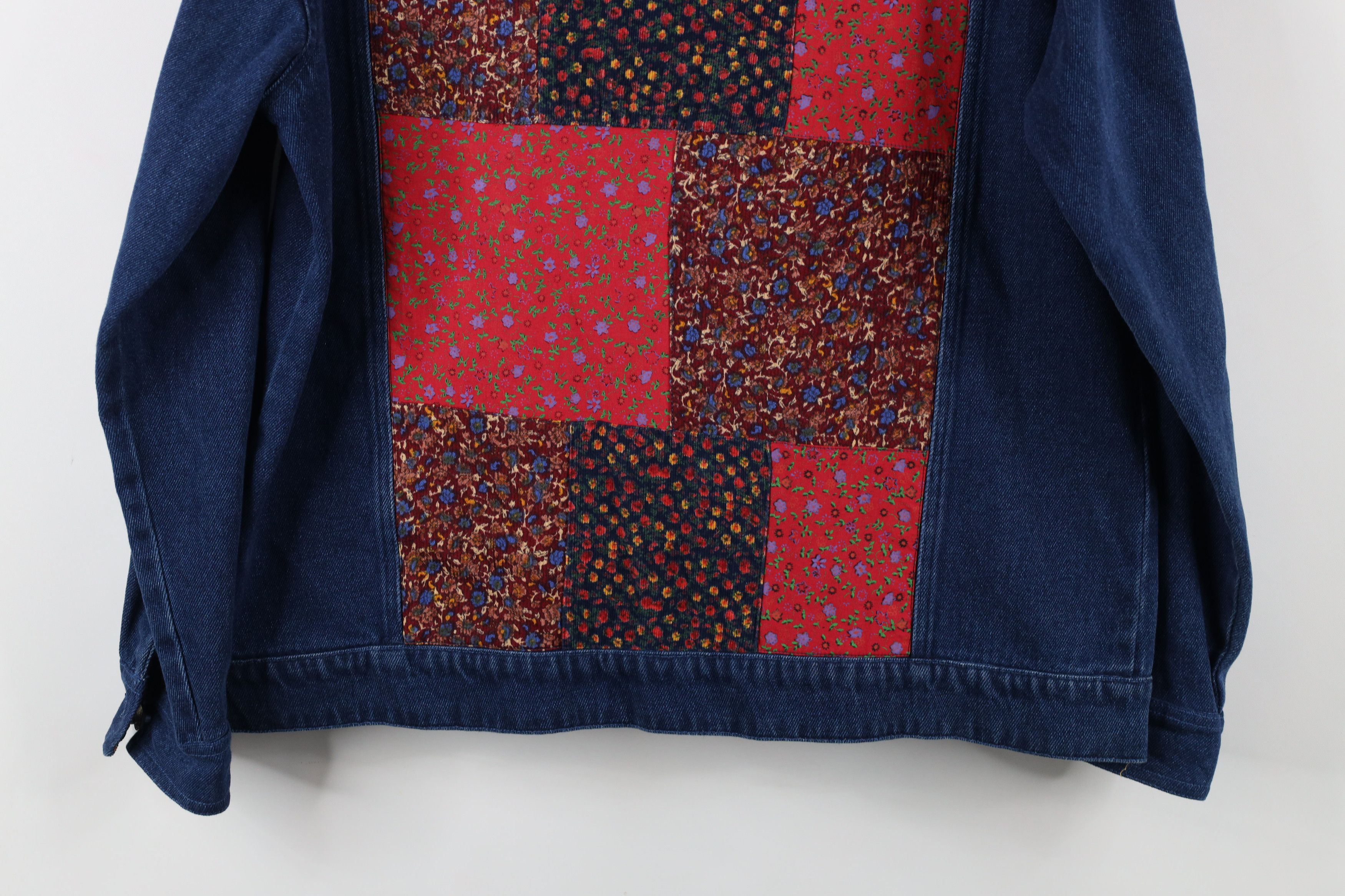 Vintage Vintage 90s Streetwear Patchwork Flower Denim Trucker Jacket Size L / US 10 / IT 46 - 16 Thumbnail