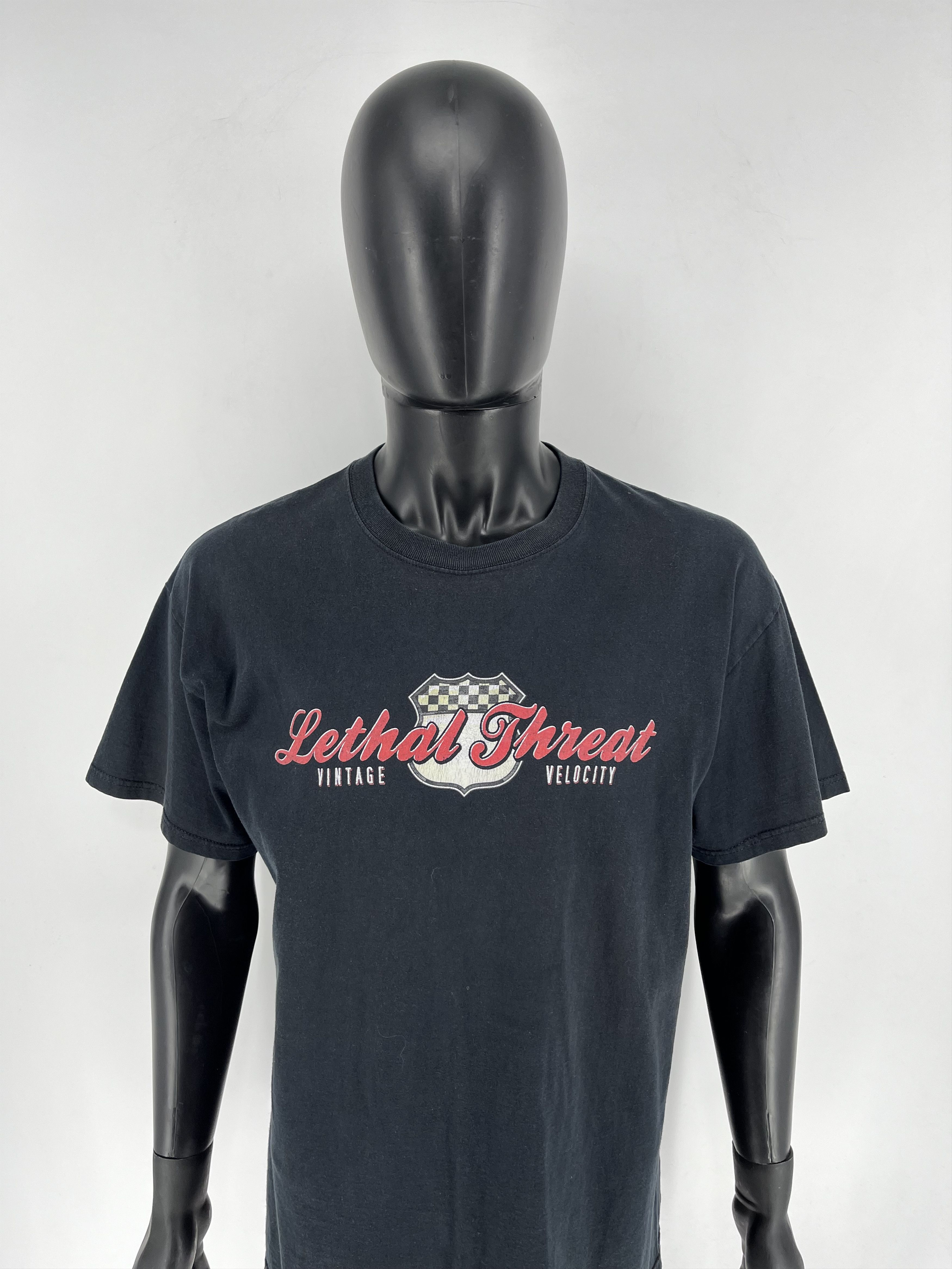 Vintage Vintage Lethal Threat Biker Shirt Black Y2K Faded Soft Tails Size US XL / EU 56 / 4 - 6 Thumbnail