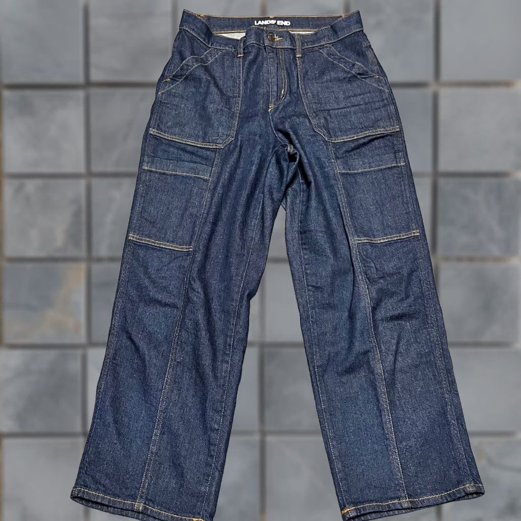 Lands' End Lands' End Jeans Womens 12 Utility Dark Wash Wide Leg Baggy Denim Jeans 33x27.5 Womens Mens? Size 34" / US 12 / IT 48 - 1 Thumbnail