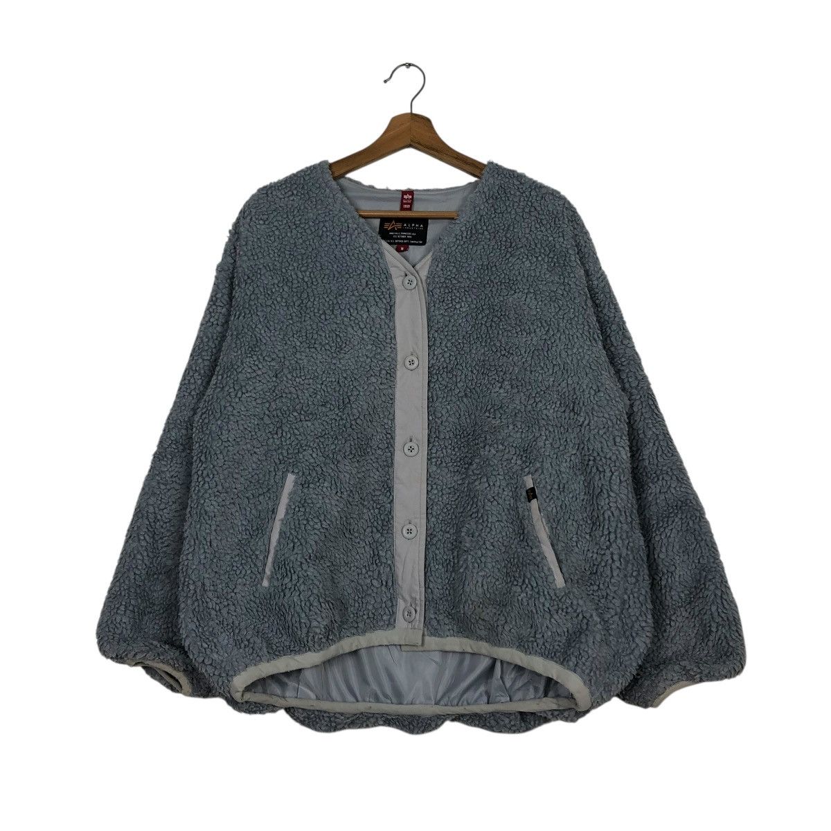 Alpha Industries 🔥VINTAGE DIP PILE FLEECE JACKET BUTTON ALPHA INDUSTRIES Size US M / EU 48-50 / 2 - 3 Thumbnail