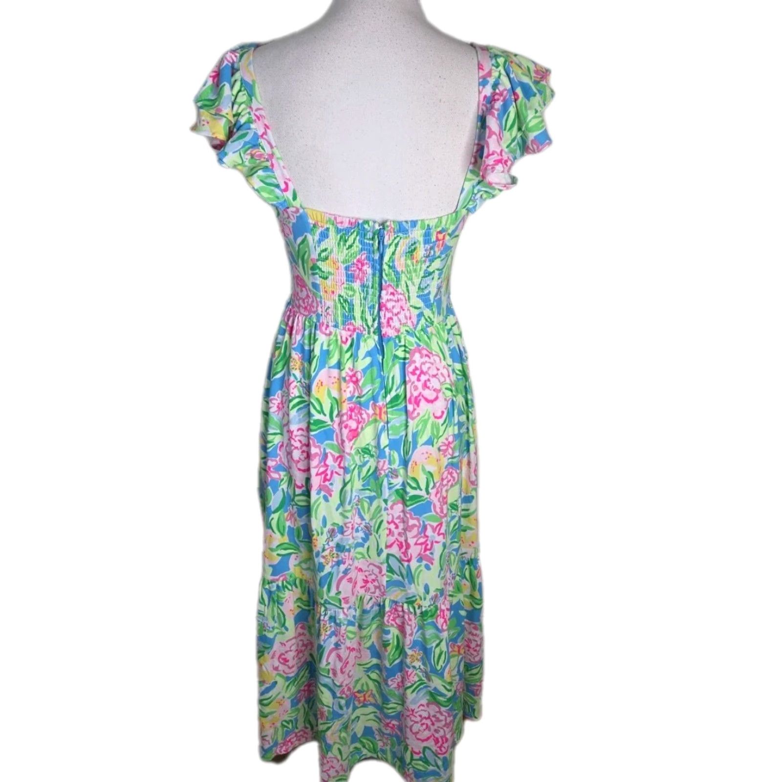 Lilly Pulitzer Lilly Pulitzer Floral Midi Dress Sweetheart Ruffle Sleeveless Womens Size 4 NWOT Size S / US 4 / IT 40 - 3 Thumbnail