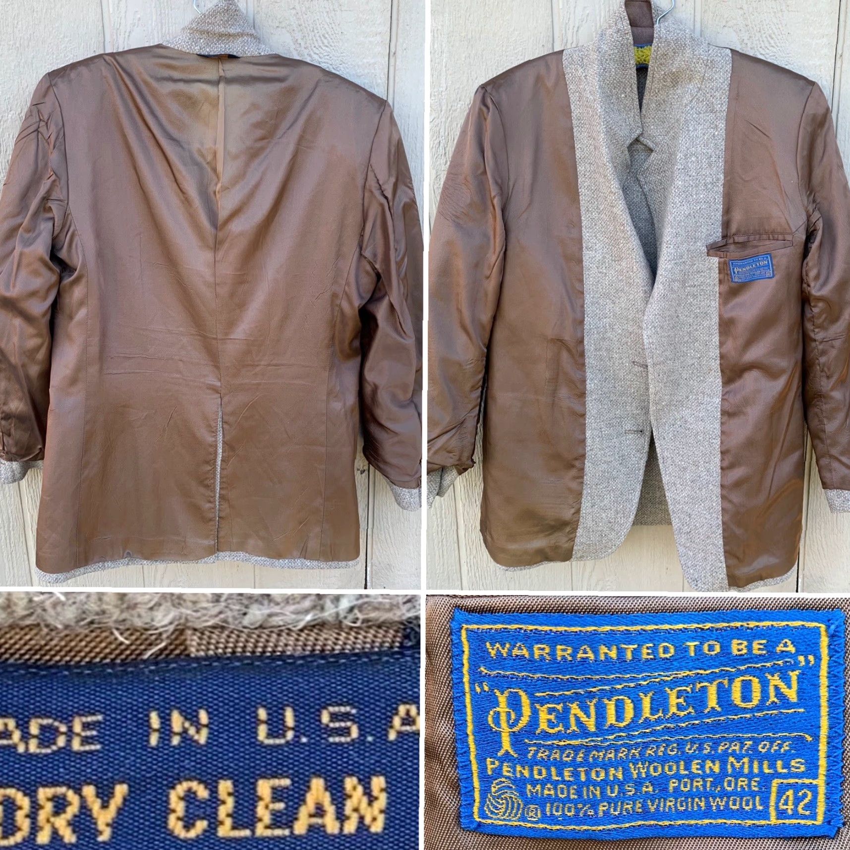 Pendleton VINTAGE Pendleton 100% virgin wool blazer Mens 42 Tweed Beige Jacket Notes: See Pics Size 42R - 6 Thumbnail