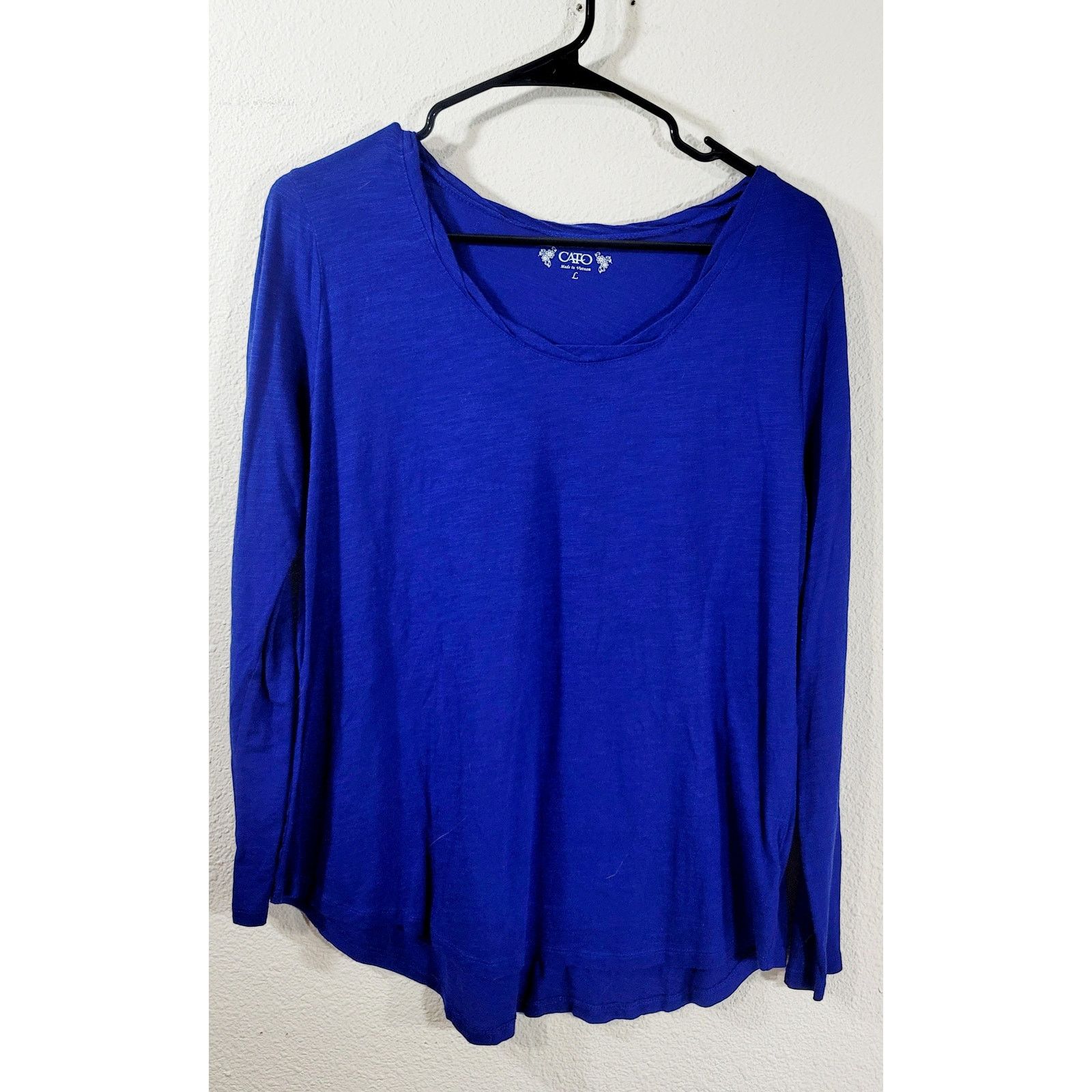 Other Cato Blue Slub Knit Twisted Round Neck Long Sleeves Top L Size L / US 10 / IT 46 - 7 Thumbnail