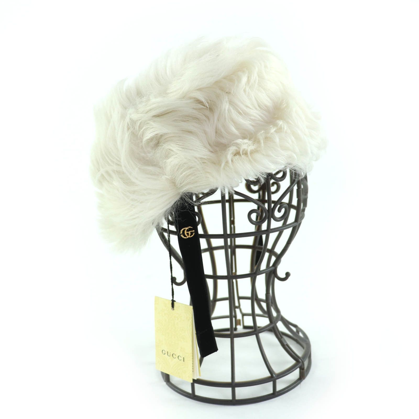 Gucci Gucci Gucci GGMetal Lamb Fur Hat Natural Material Hats 763498 DUTY FREE for USA Size ONE SIZE - 1 Thumbnail