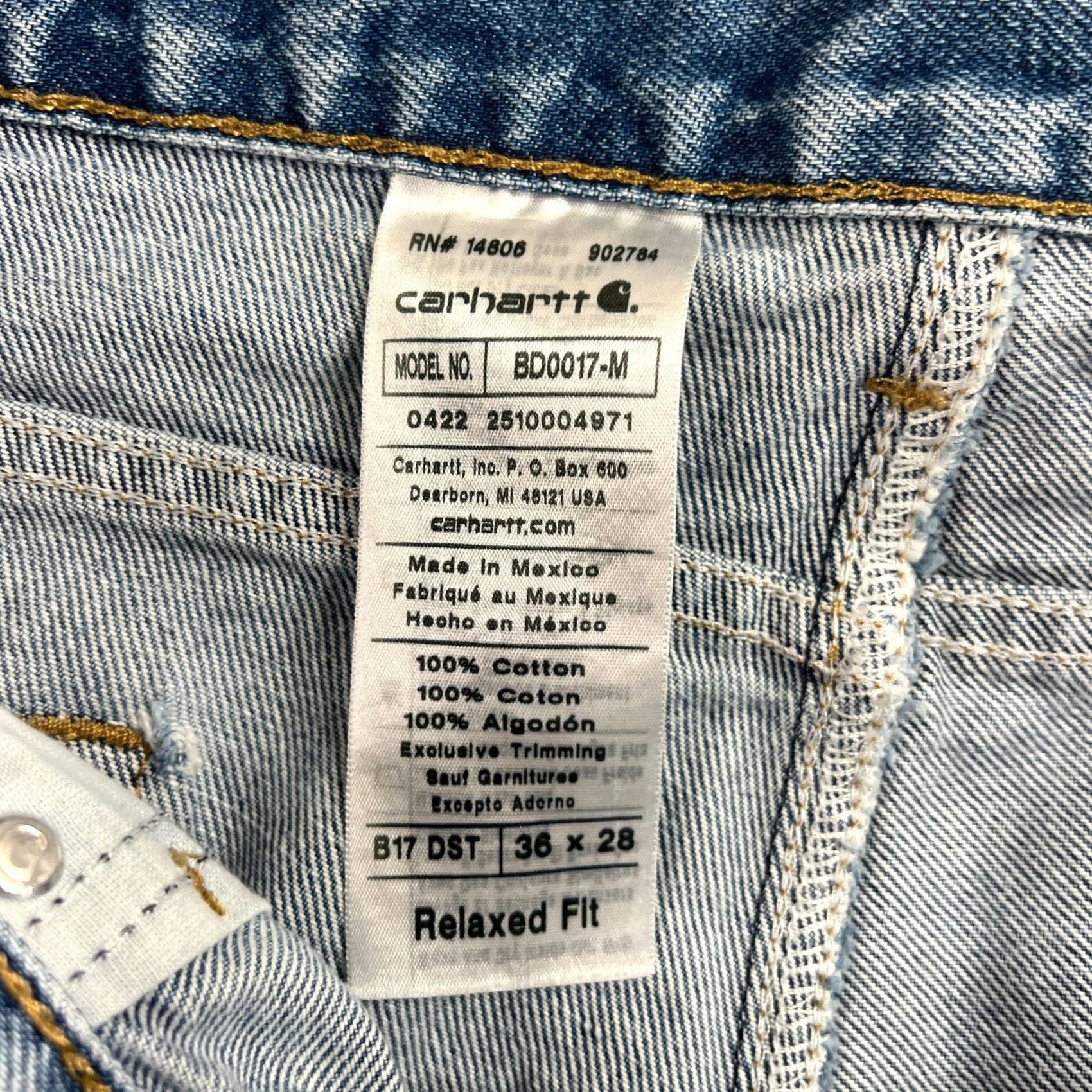 Carhartt VINTAGE Carhartt Jeans Mens 36x28 Blue Relaxed Fit Straight Denim Workwear B17-DST Size US 36 / EU 52 - 7 Thumbnail