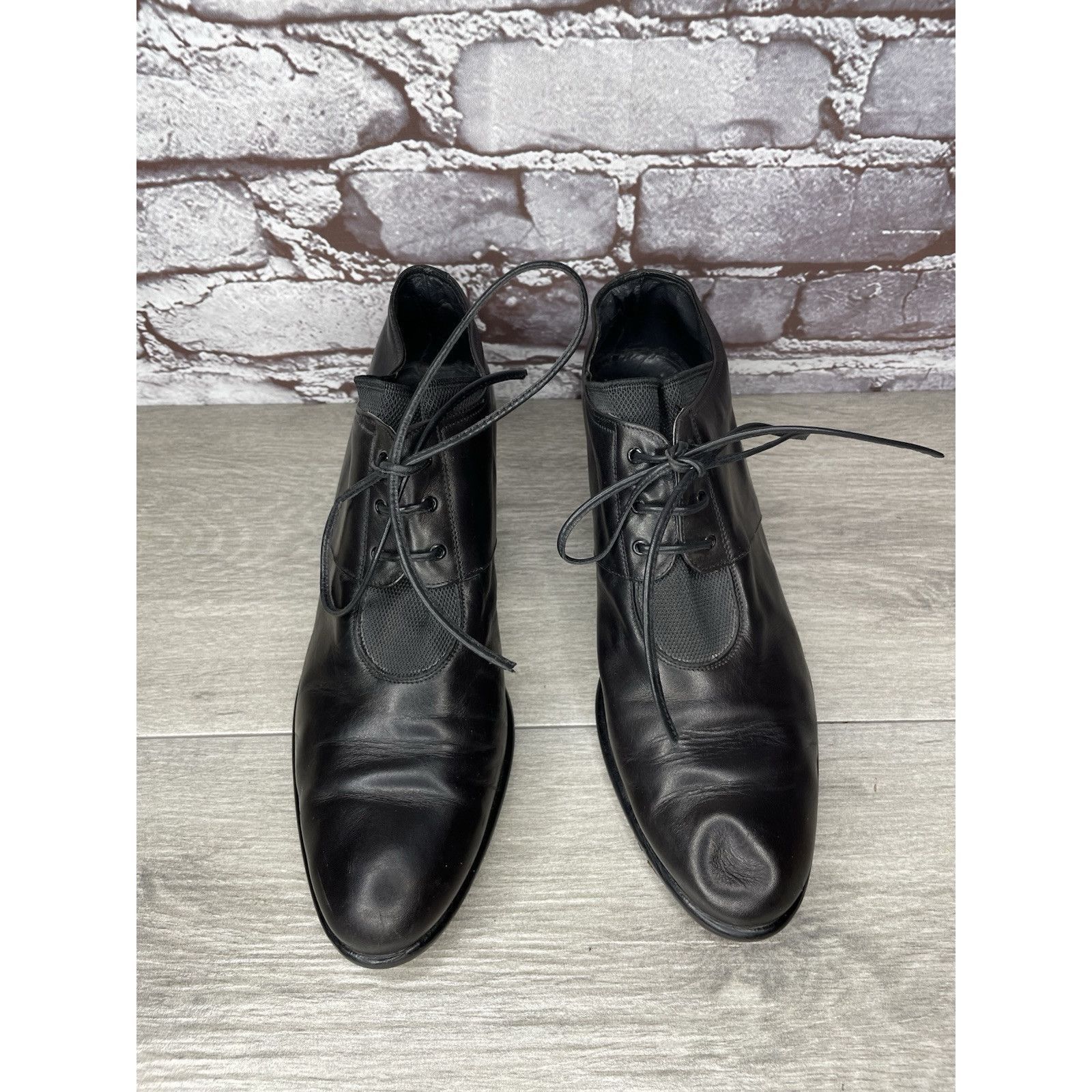 Other Donn Adriana Black Leather Lace Up Oxford Heel Shoes Women S Size US 9.5 / IT 39.5 - 2 Thumbnail