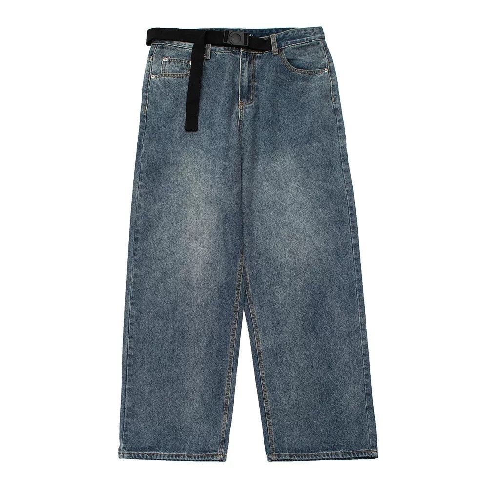Japanese Brand Men's Loose-Fit Belted Washed & Distressed Jeans Size US 32 / EU 48 - 1 Thumbnail