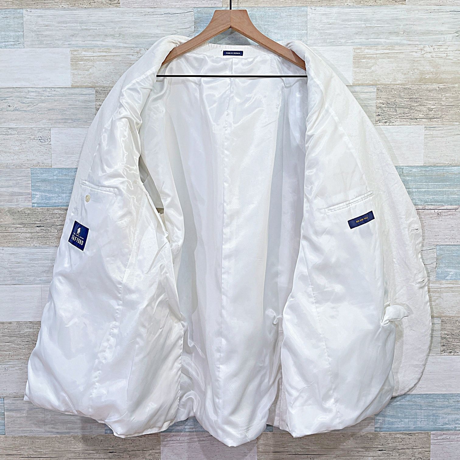 Stafford Stafford Travel Linen Cotton Summer Coat White Big & Tall 54 Size 54R - 5 Thumbnail