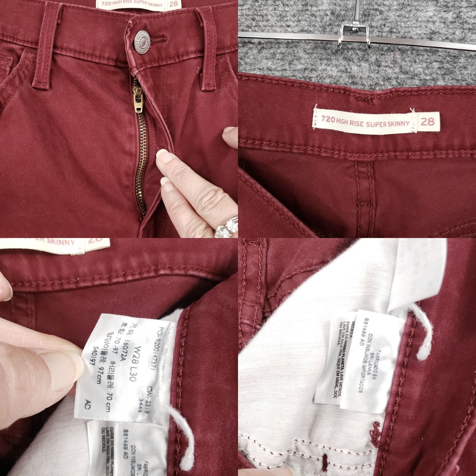Levi's Levi's 720 Jeans Womens 28 Red High Rise Skinny Denim Dark Wash Zip Fly Button Zip Levi's Girls? Size 28" / US 6 / IT 42 - 8 Thumbnail
