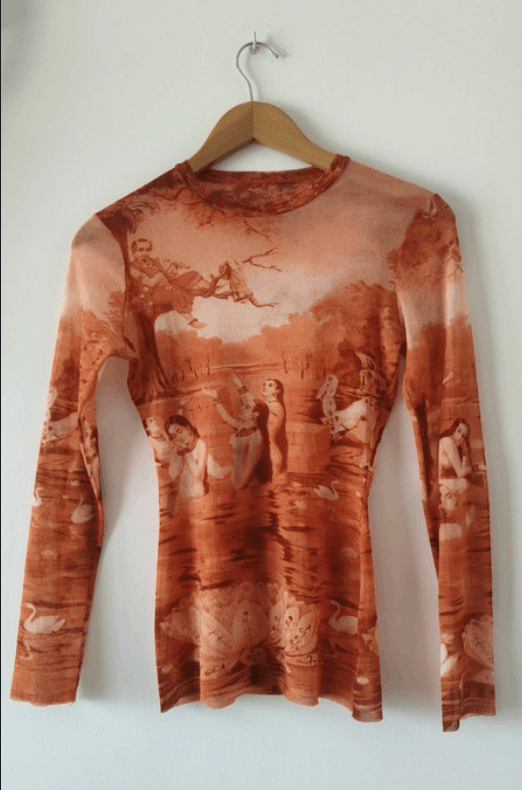 Jean Paul Gaultier × Vintage Jean Paul Gaultier Mesh Top Tattoo Blood Drip Shirt EX0054 Size S / US 4 / IT 40 - 1 Thumbnail