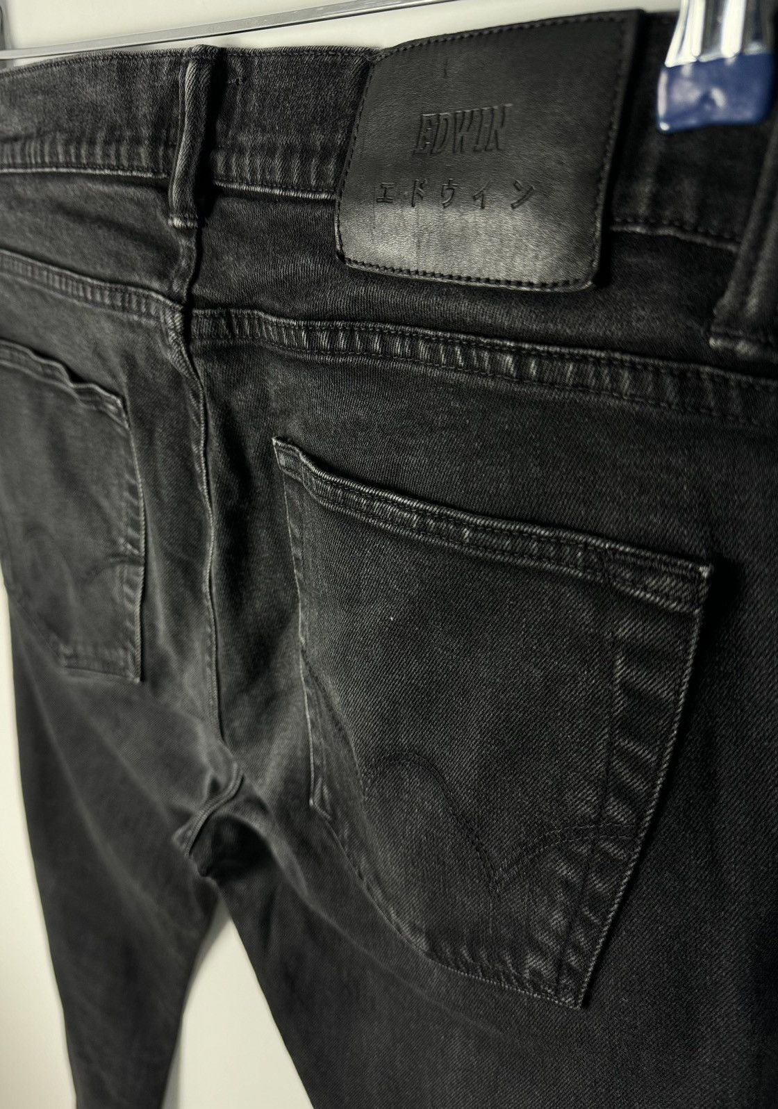 Designer × Edwin × Japanese Brand Edwin 32x30 Slim Tapered Black Wash Faded Cotton Denim Jeans Size US 32 / EU 48 - 7 Thumbnail