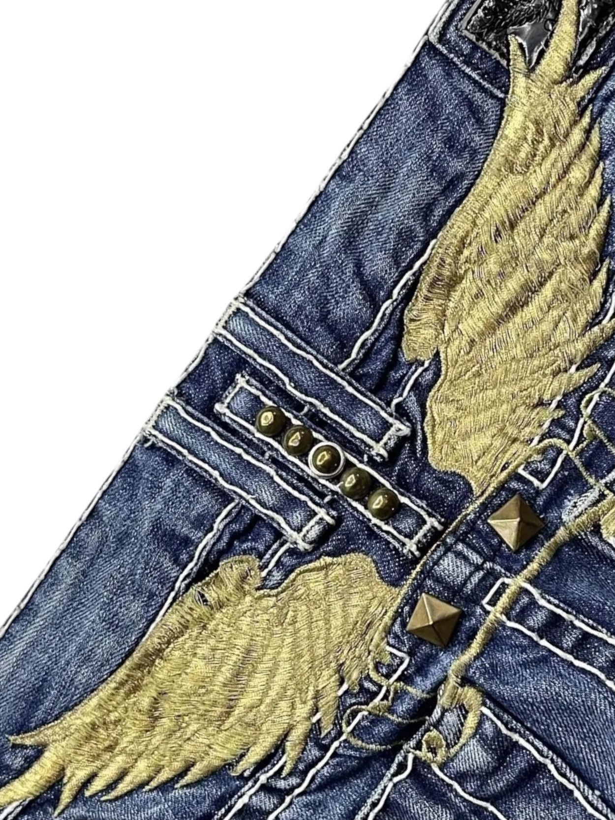Robins Jeans 🔥ROBIN’S JEANS Gold Wings Embroidery Big Stitch Distressed Size US 38 / EU 54 - 1 Thumbnail