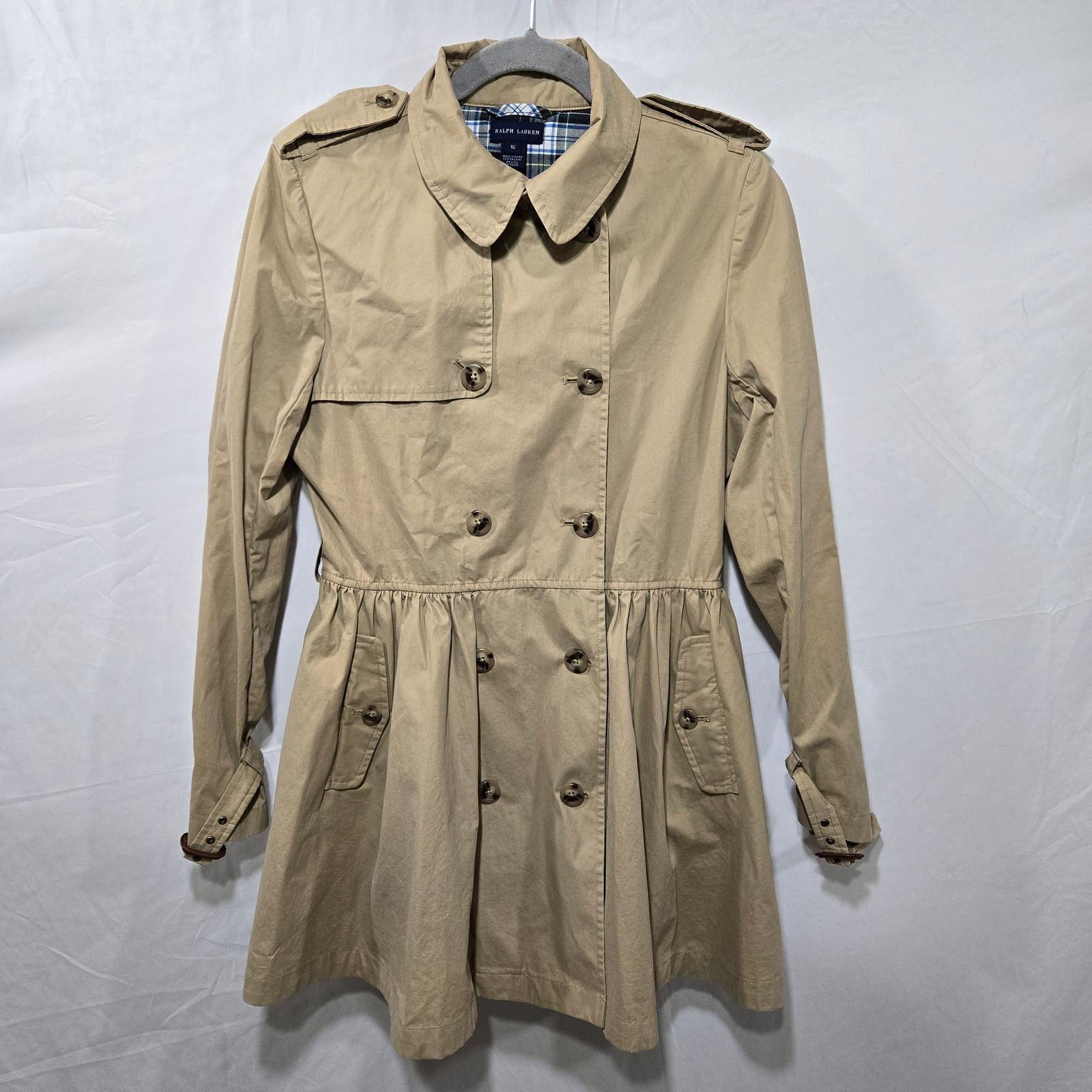 image of Ralph Laurent Canvas Princess Women's Trench Coat Size Medium in Tan