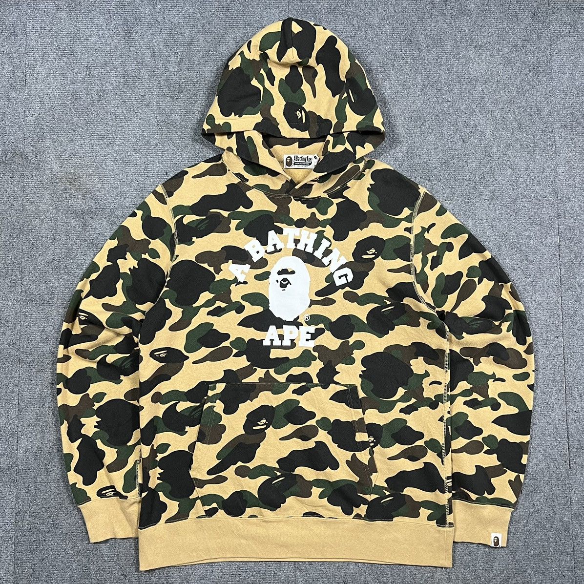 Bape × Nigo OG BAPE NIGO 1st YELLOW CAMO COLLEGE PULLOVER HOODIE Size US XL / EU 56 / 4 - 1 Thumbnail