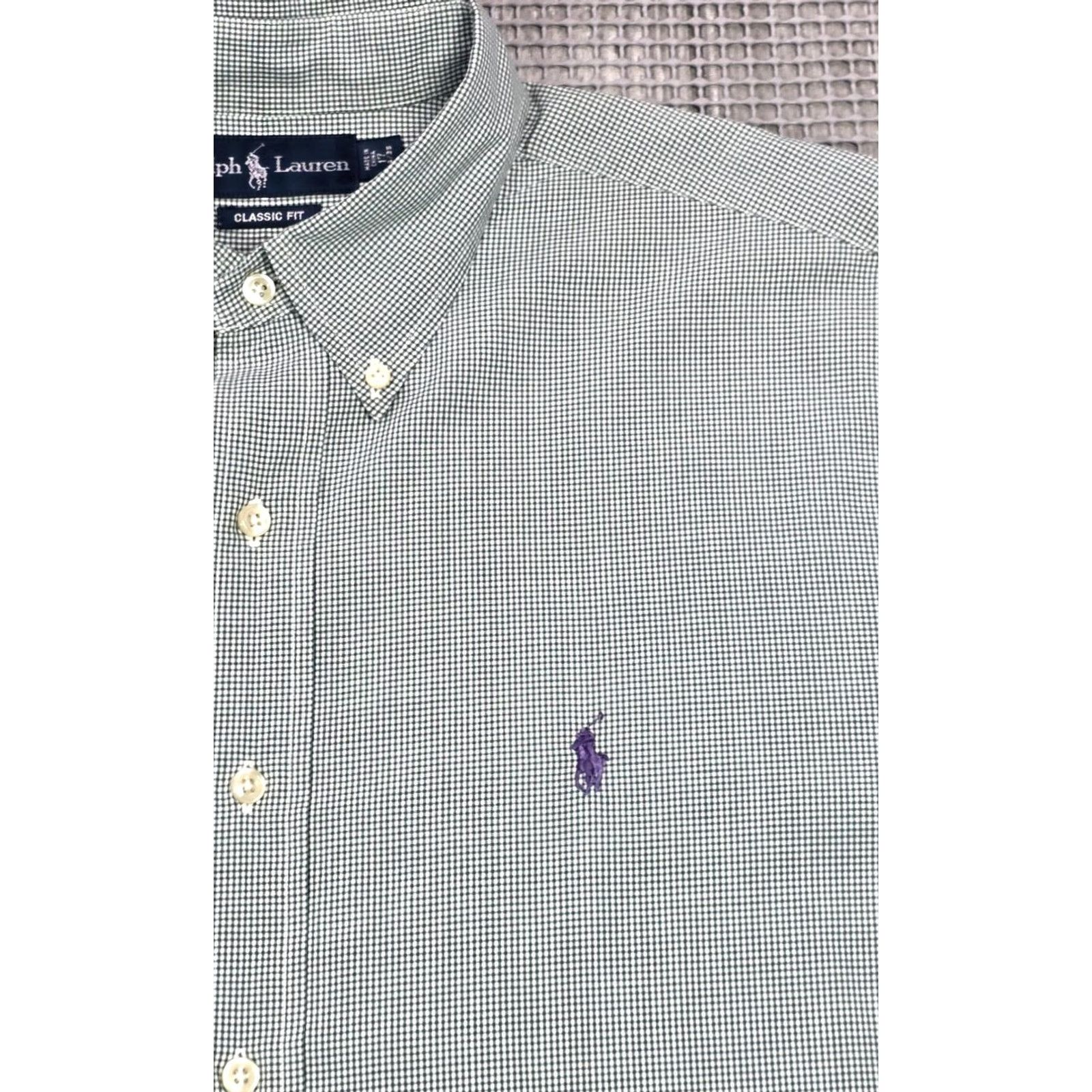 Polo Ralph Lauren Polo Ralph Lauren Button-Up Shirt Check Long Sleeve 17-34/35 Green Pony Vintage Mens Regular Size XS- Large Size US XL / EU 56 / 4 - 3 Thumbnail