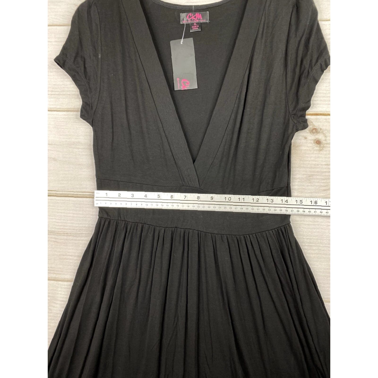 Vintage VINTAGE Caroline Morgan CKM Dress XL Black Deep V Neck Knit Cruise Beach Swing ALine NWT Size XL / US 12-14 / IT 48-50 - 7 Thumbnail