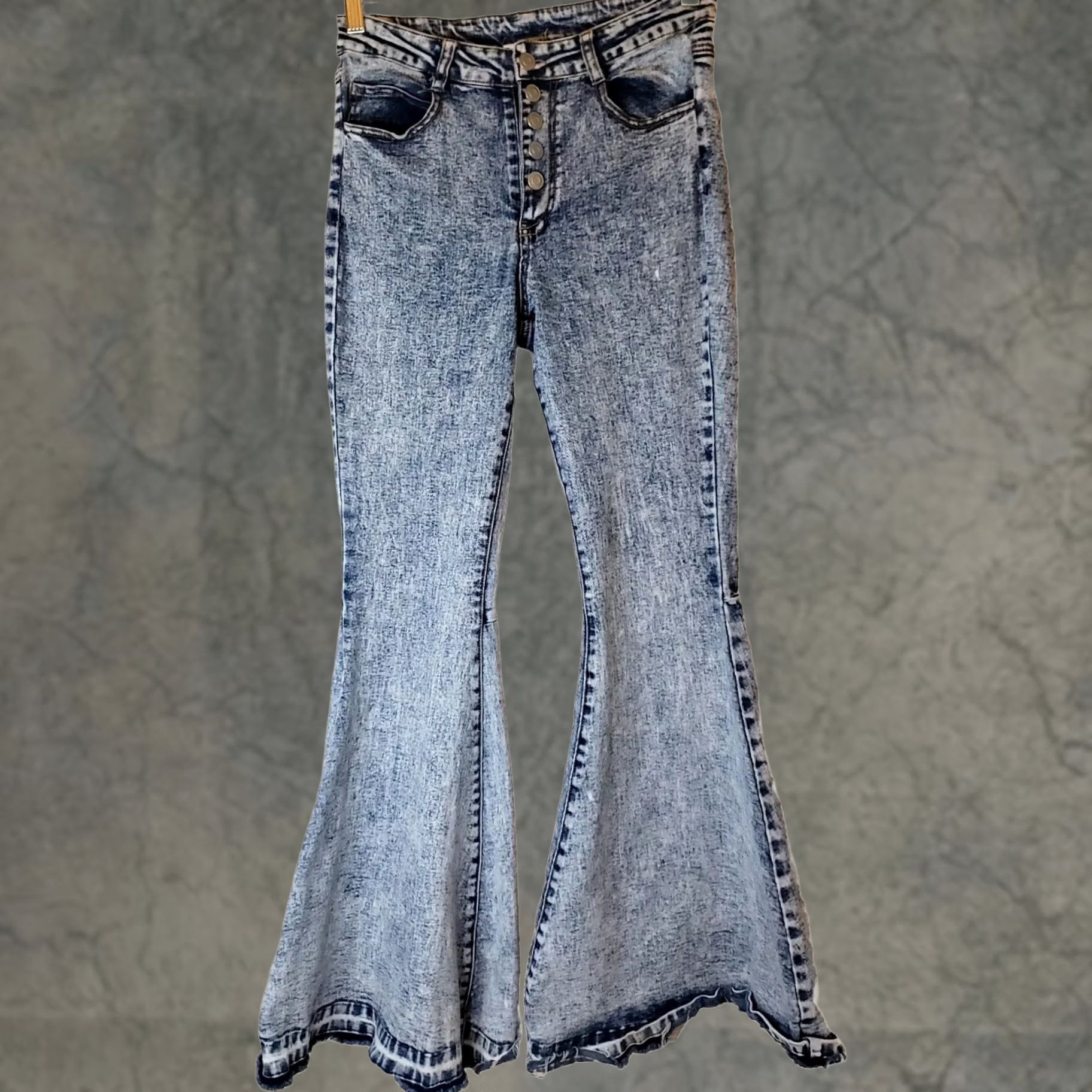 Denime Peach Love California Flare Denim Jeans Blue SZ M STARS! Size 32" / US 10 / IT 46 - 1 Thumbnail