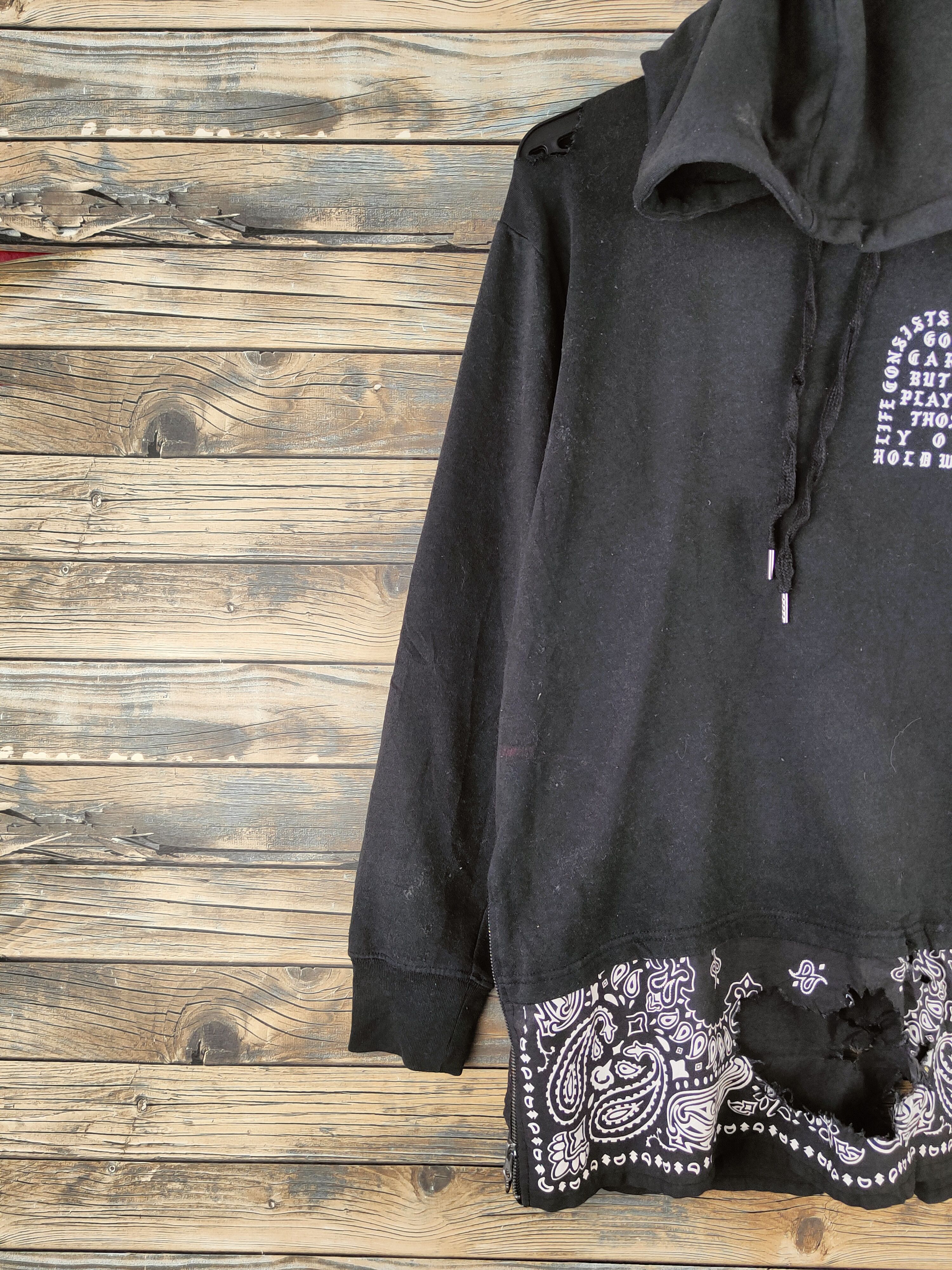 Japanese Brand SUPER RARE 💥 Modish Gaze Black Hoodie Sweatshirt Size M / US 6-8 / IT 42-44 - 4 Thumbnail
