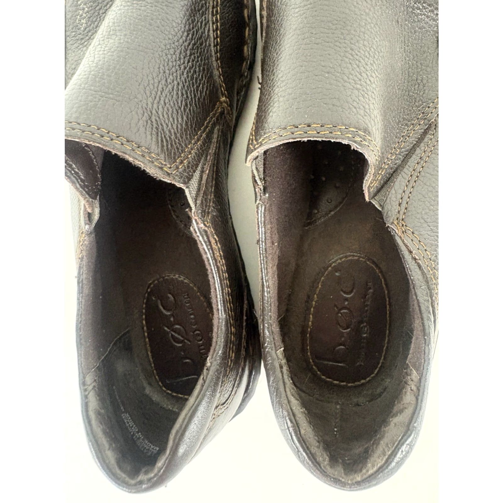 Vintage Boc Leather Slip On Loafers Womens Size 7M Brown 1.5in Heel Round Toe Casual Workwear Size US 7 / IT 37 - 4 Thumbnail