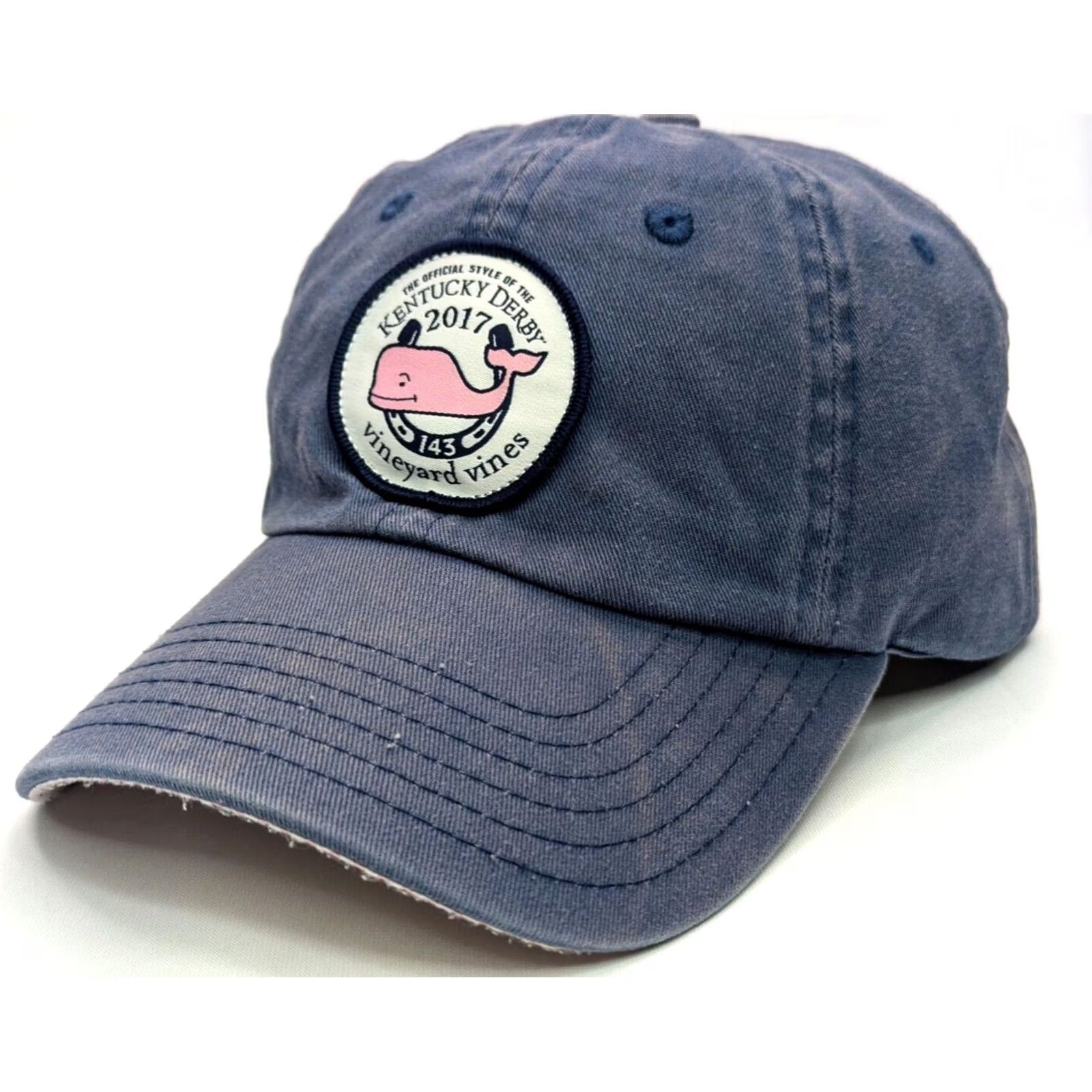 Vineyard Vines Vineyard Vines Kentucky Derby 143rd Hat Cap Adjustable Strap Blue Adult Baseball Cap Whale Theme Men/Women Size ONE SIZE - 2 Thumbnail