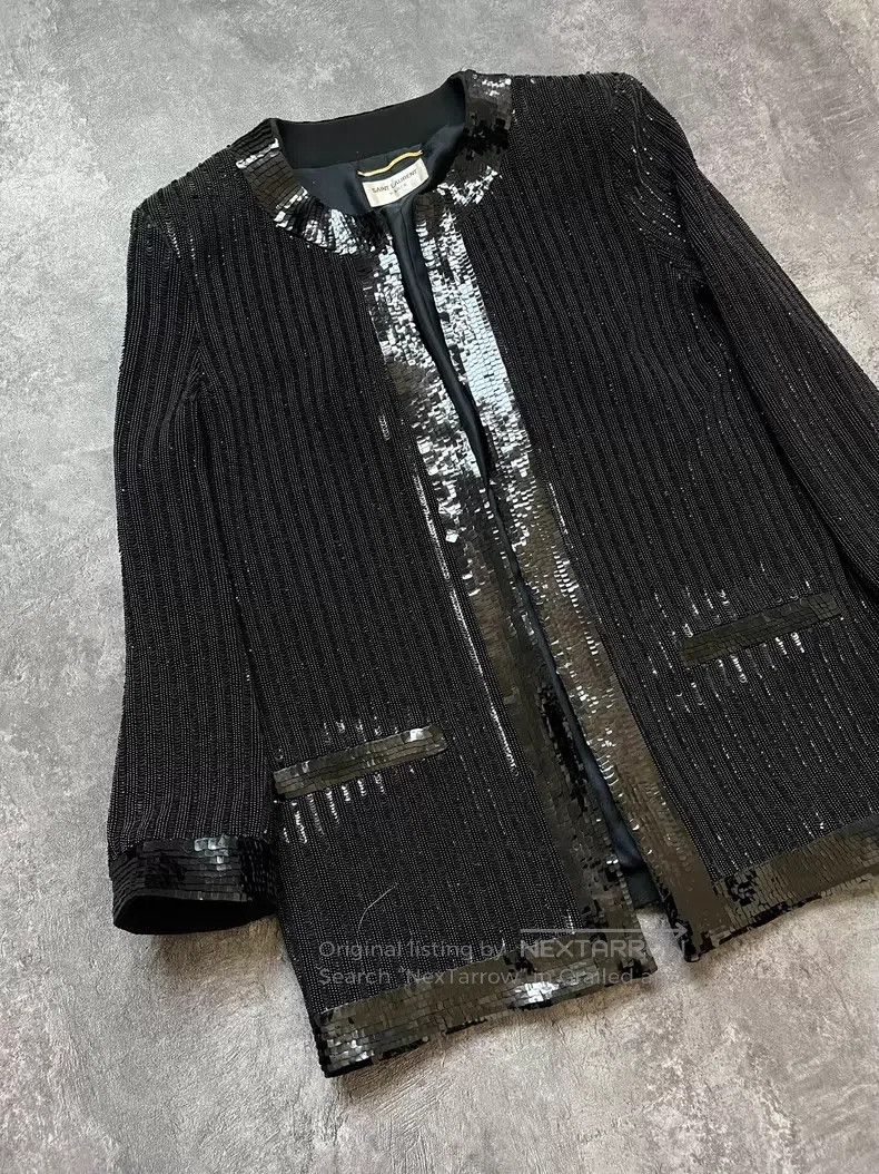 Saint Laurent Paris Saint Laurent Paris Black Scale Open Cardigan Size S / US 4 / IT 40 - 2 Thumbnail