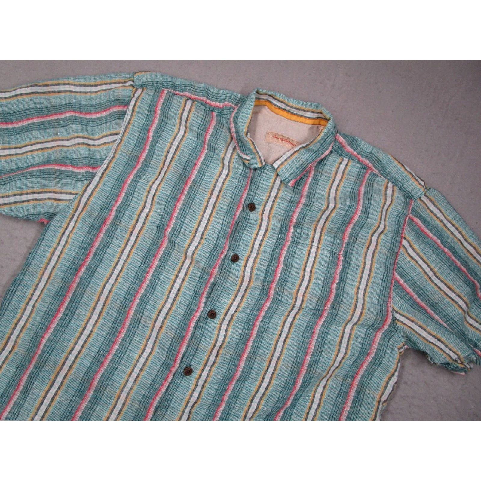 Tommy Bahama Tommy Bahama Shirt Mens 1XB Blue Striped Button Up Linen Hawaiian Loop Collar Shirt Size US XL / EU 56 / 4 - 2 Thumbnail