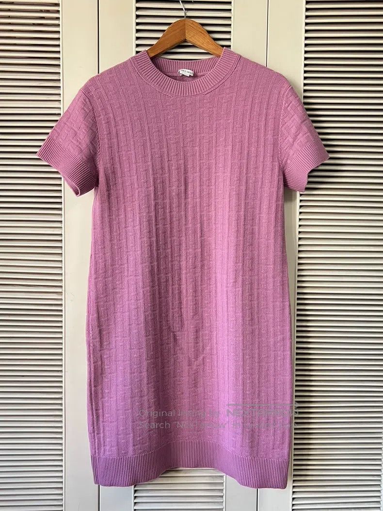 Hermes Hermes Pink knitted dress, 100% pure wool fabric, short sl Size XS / US 0-2 / IT 36-38 - 1 Thumbnail
