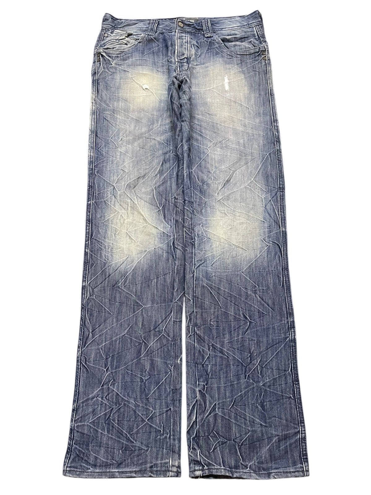 14th Addiction Vintage Japanese Brand Blue Wash Thunder Style Loose Jeans Size US 32 / EU 48 - 1 Thumbnail