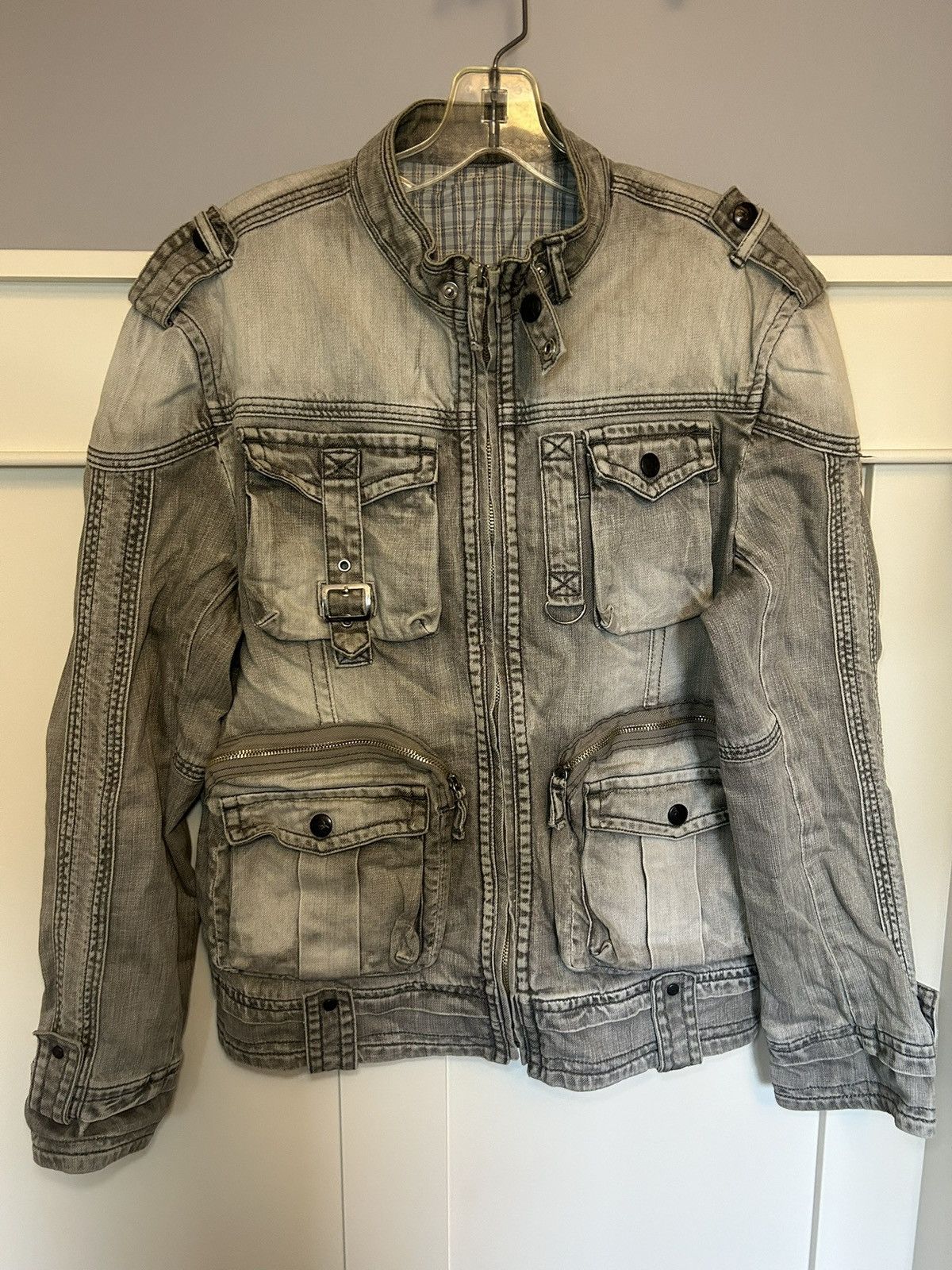 Vintage Vintage BS2B “bondage” cargo denim jacket Size US L / EU 52-54 / 3 - 1 Thumbnail