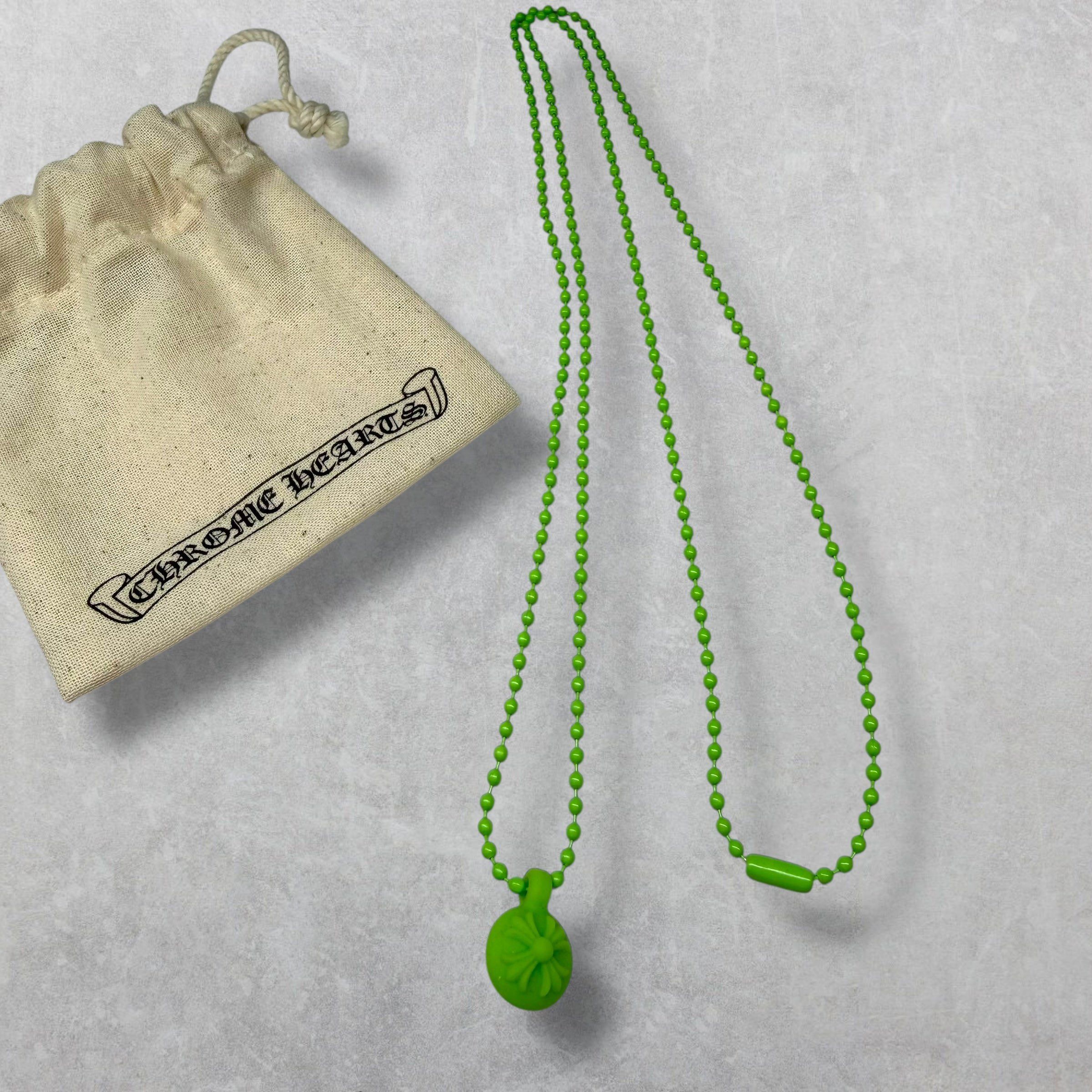 Chrome Hearts Chrome Hearts Silichrome Cross Ball Charm Necklace Green Size ONE SIZE - 2 Thumbnail