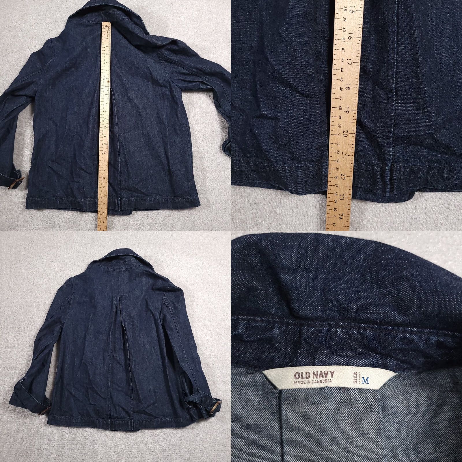 Old Navy Old Navy Jacket Chambray Denim Button Front Double Breasted Collar Womens Medium Blue Solid Casual Jacket Regular Fit Size M / US 6-8 / IT 42-44 - 8 Thumbnail