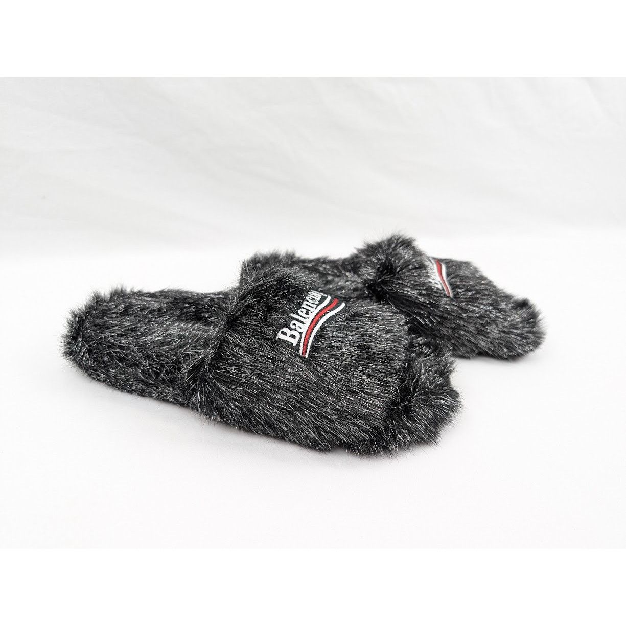 Balenciaga o1rshd1 Furry Slide Metallic in Black/Silver/White/Red Size US 6 / IT 36 - 10 Thumbnail
