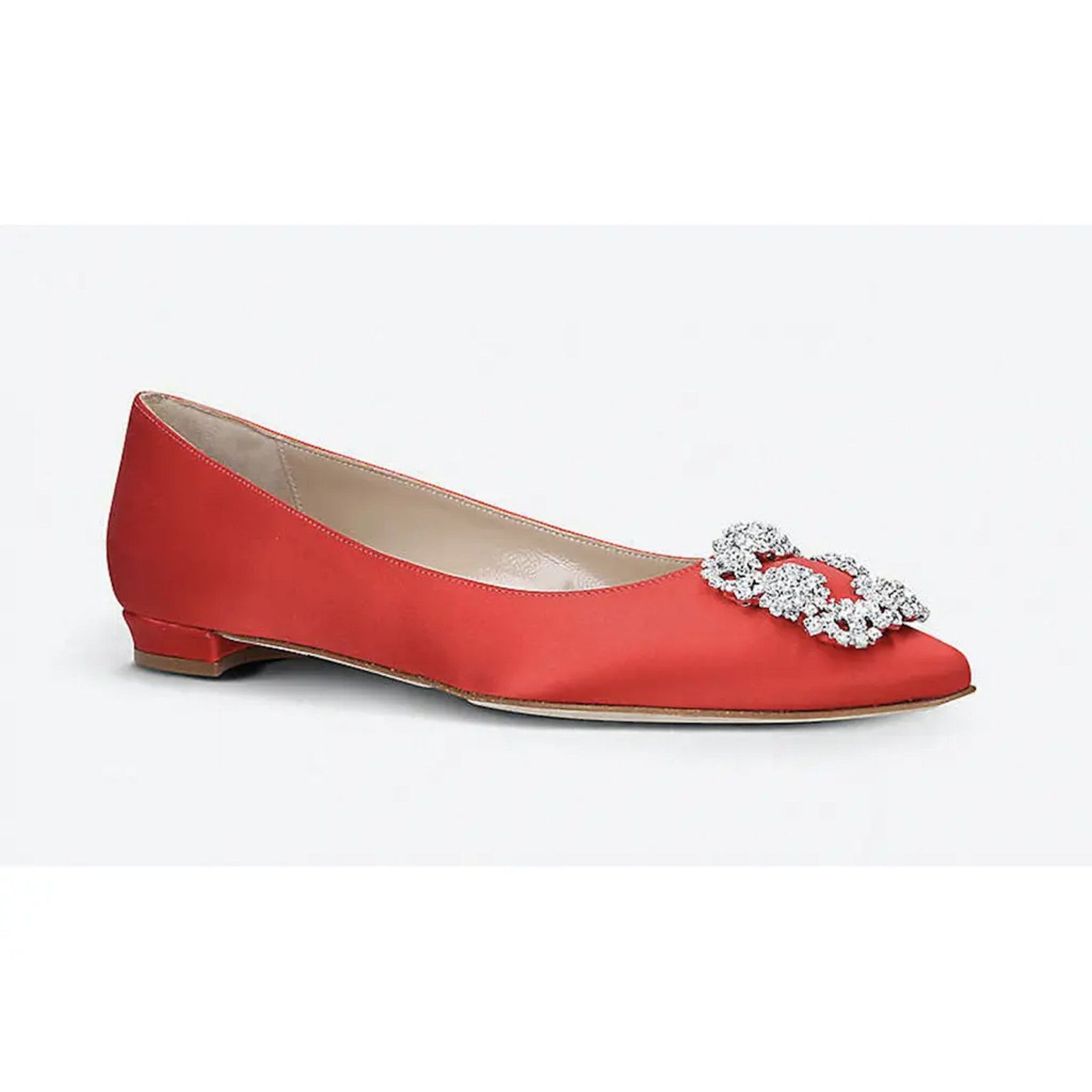 Manolo Blahnik Hangisi Satin Silver Jewel Buckle Ballerina Ballet Flat 39.5 Size US 9.5 / IT 39.5 - 3 Thumbnail
