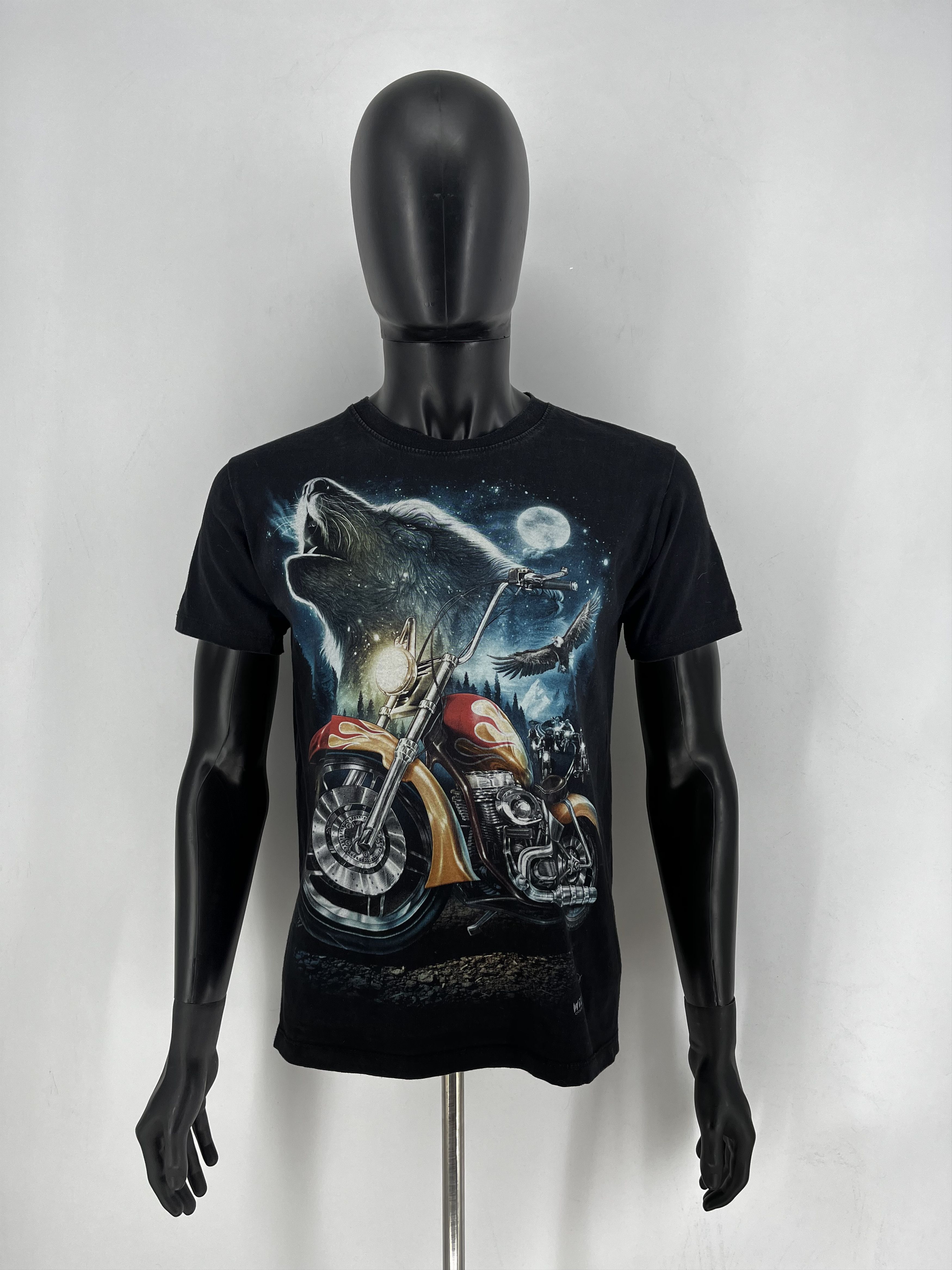 Band Tees Eagle Biker Native Indian Motorbike Front & Back Print Size US M / EU 48-50 / 2 - 1 Thumbnail