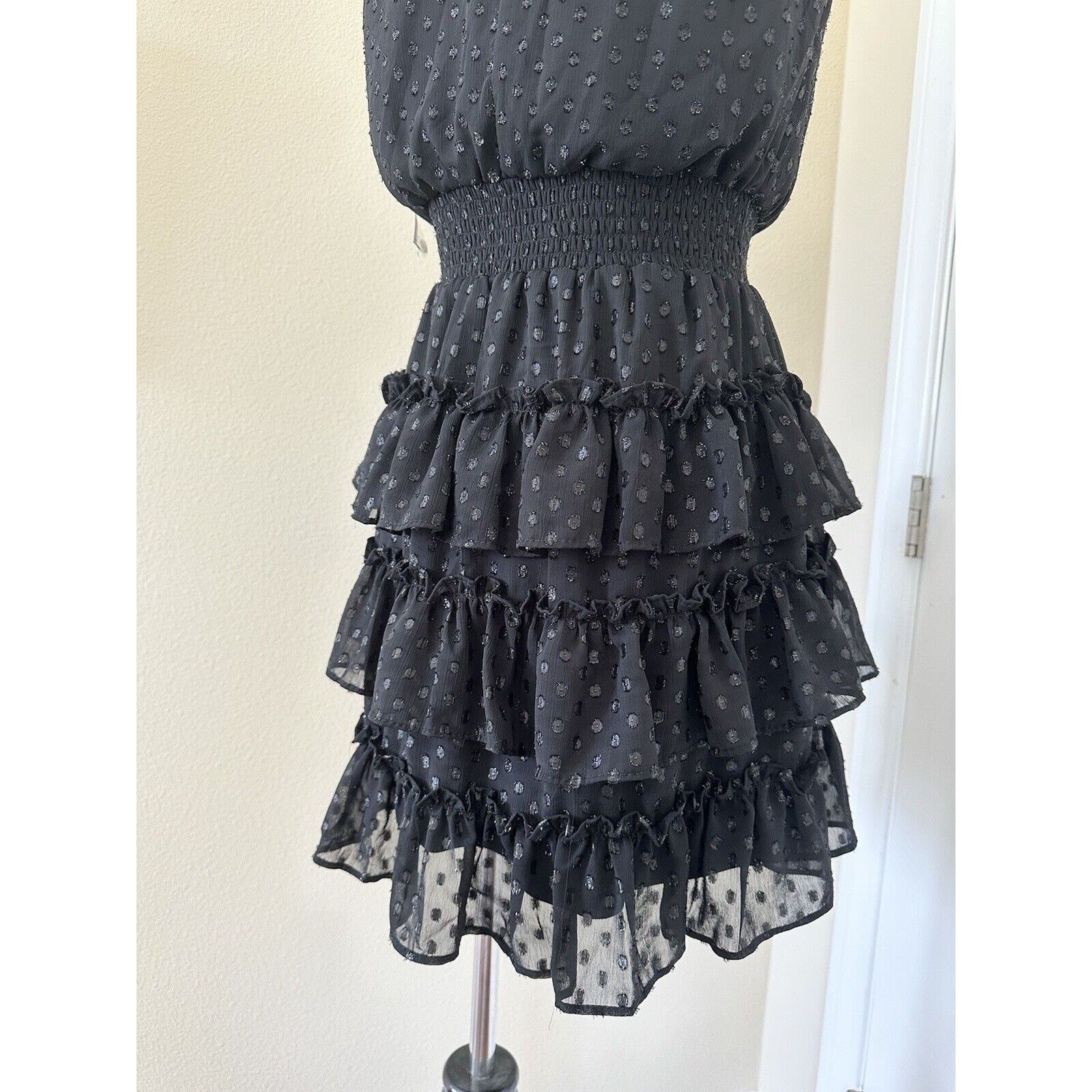 Other Black Smocked Neck Ruffle Tiered Mini Dress 1. State NWT Size S / US 4 / IT 40 - 12 Thumbnail