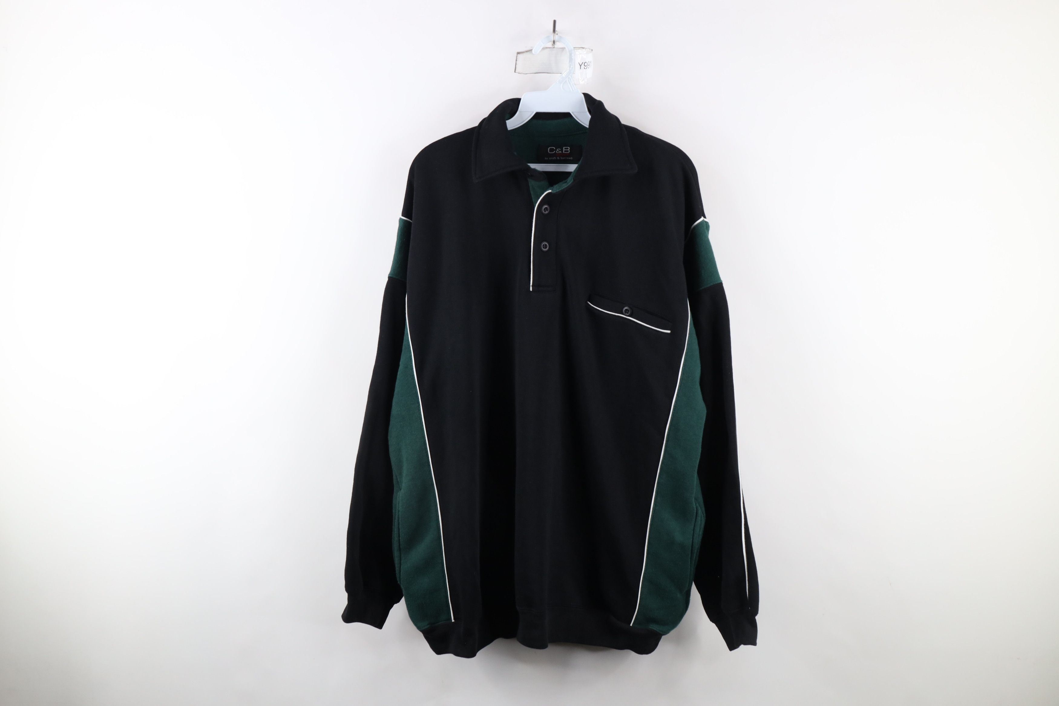 Vintage Vintage 90s Streetwear Block Collared Pullover Sweatshirt Size US XL / EU 56 / 4 - 1 Thumbnail