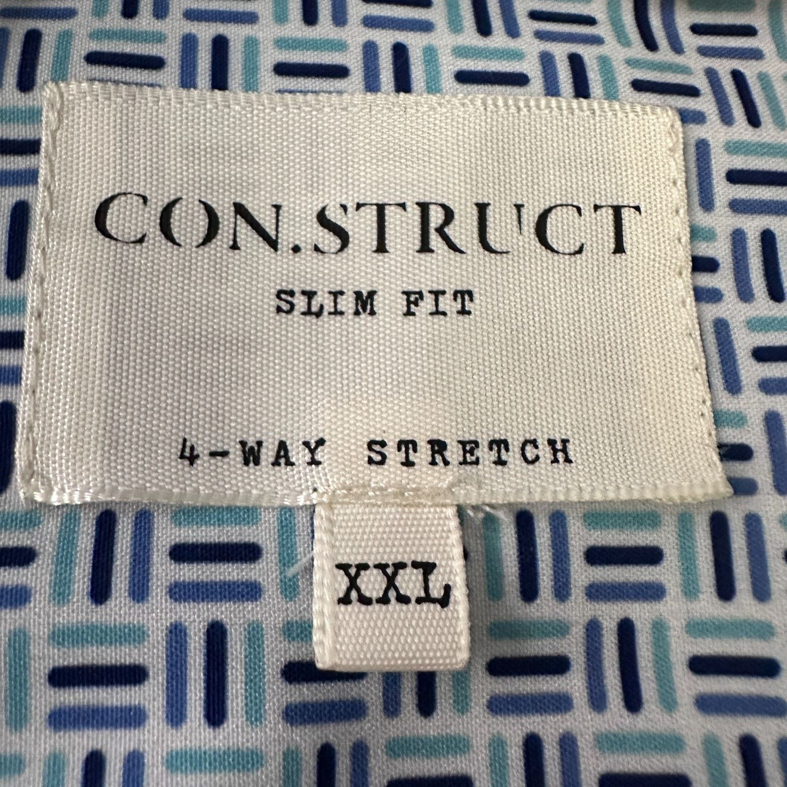 Other Con.Struct Shirt Men’s 2XL Blue White 4-Way Stretch Slim Fit Size US XXL / EU 58 / 5 - 7 Thumbnail