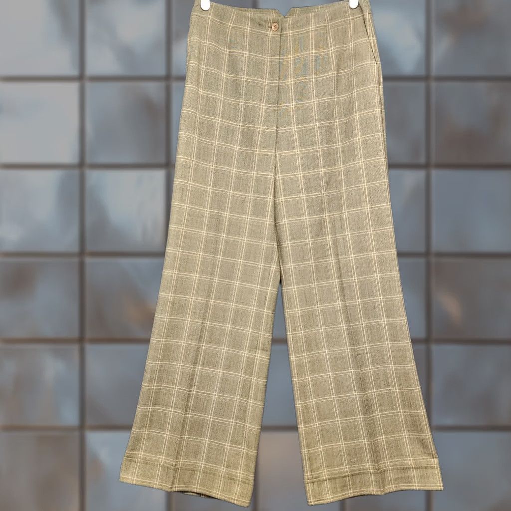 Talbots Talbots Pants Trousers Womens 8 Windowpane Plaid Cuffed Straight Stretch Pants Size 30" / US 8 / IT 44 - 1 Thumbnail