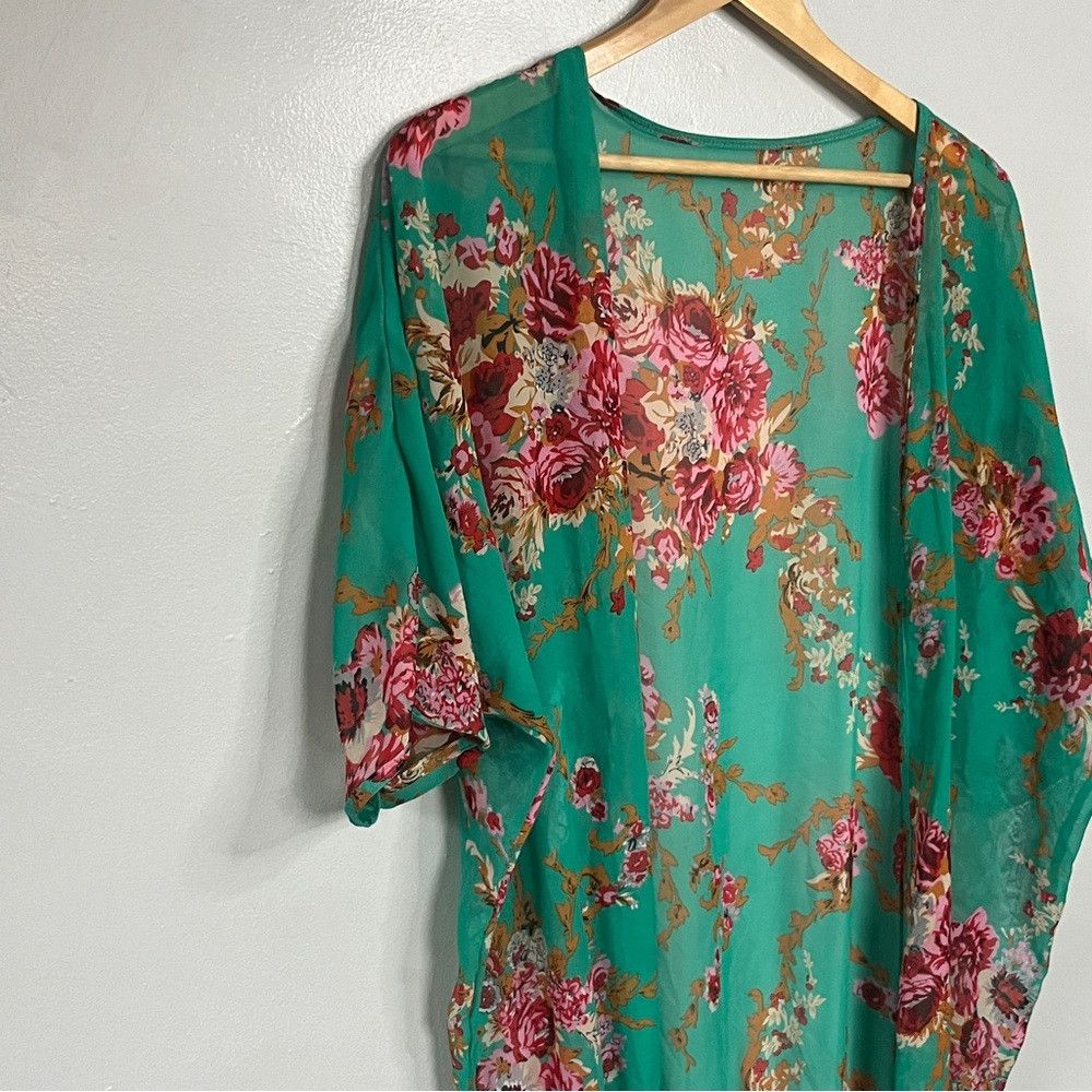The Unbranded Brand Boho Floral Hippy Kimono Beach Coverup Tassel Cape Loose Size XS / US 0-2 / IT 36-38 - 2 Thumbnail