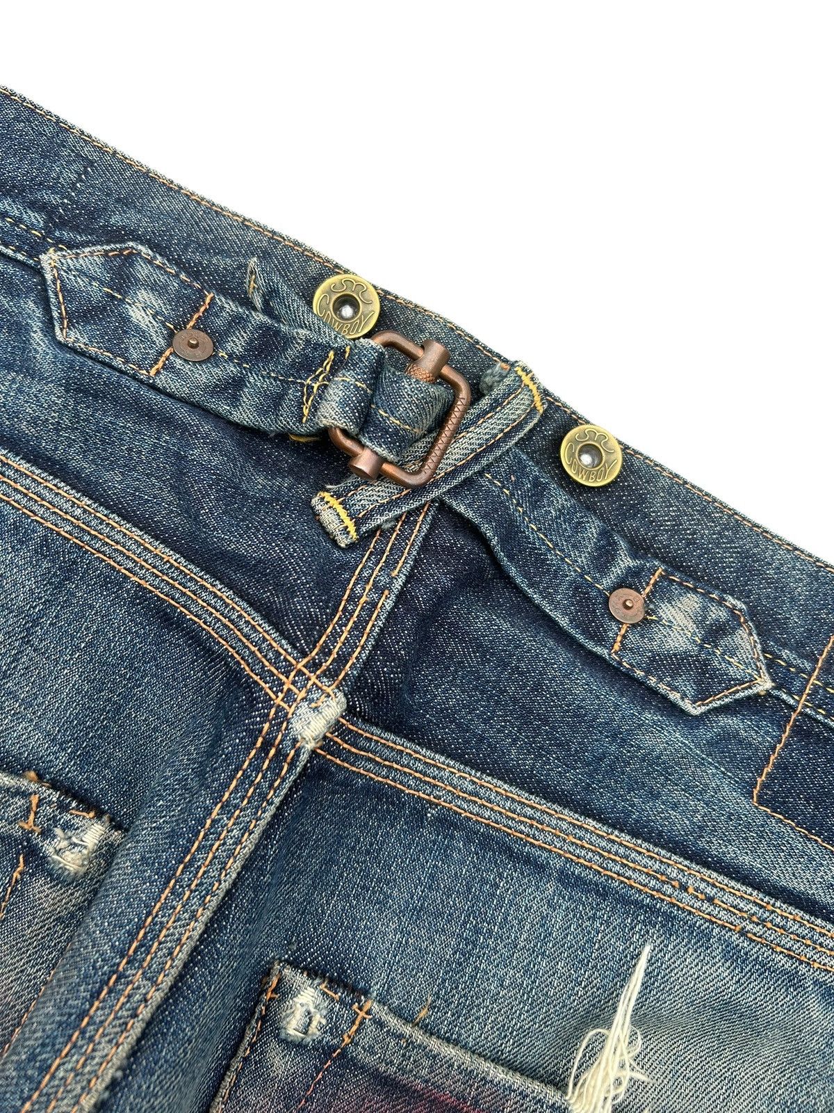 Kapital Buckle Back Vintage Evisu Cowboy Selvedge Distressed Denim Size US 32 / EU 48 - 3 Thumbnail