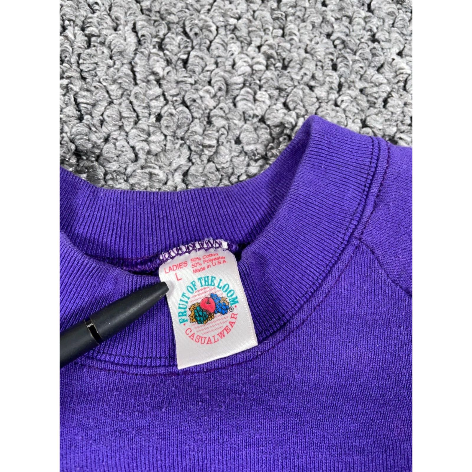 Fruit Of The Loom Southwestern Tribal Painted Mock Neck Sweatshirt Women's Large Purple 90s Size L / US 10 / IT 46 - 3 Thumbnail