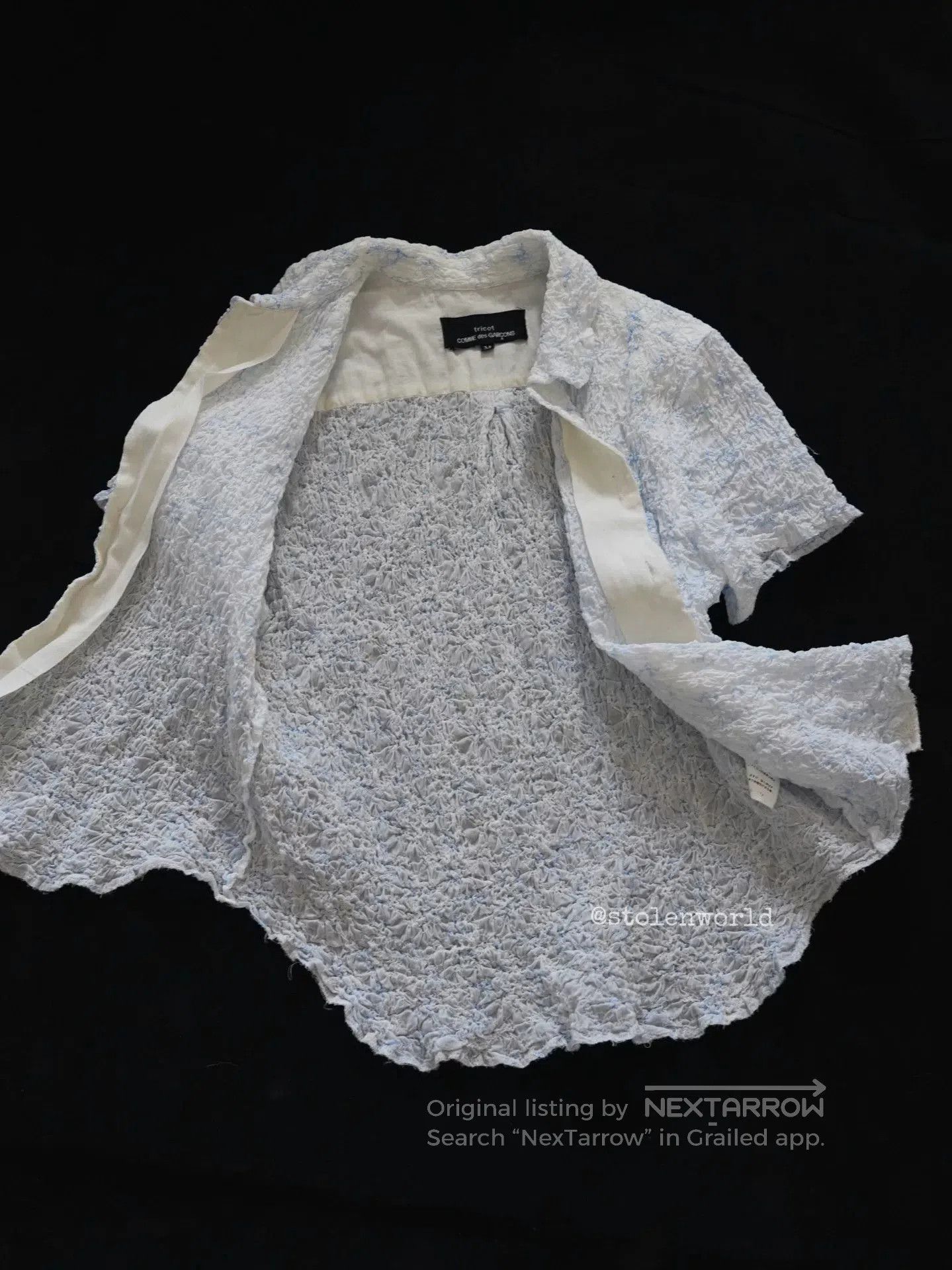 Comme des Garcons Comme des Garçons Light Blue Embroidered Pleated Shirt. Size M / US 6-8 / IT 42-44 - 6 Thumbnail