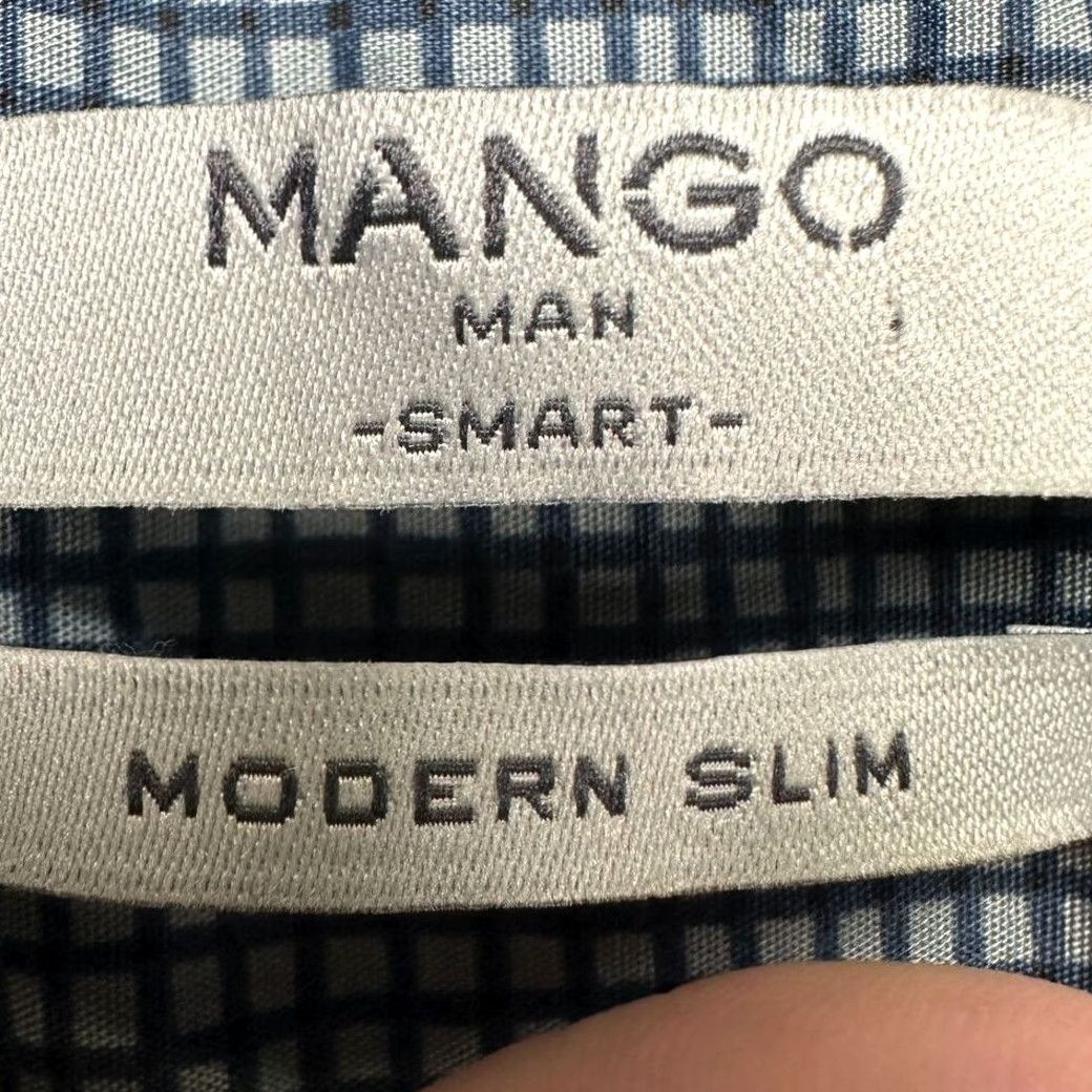 Mango Mango Mango Man Smart Button Up Shirt XS Navy Blue Check Modern Slim Mens NEW Shirt Size US XS / EU 42 / 0 - 4 Thumbnail