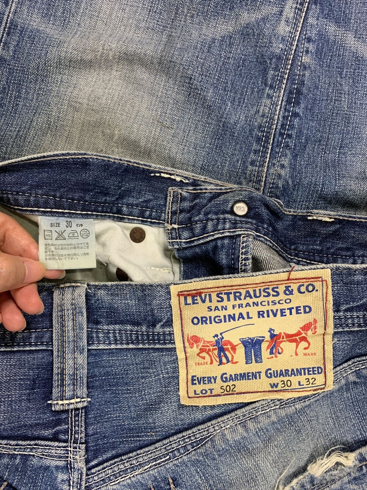 Levi's × Levi's Vintage Clothing Vintage 90s Levis 502 Avant Garde Distressed Baggy Jeans Size US 32 / EU 48 - 8 Thumbnail